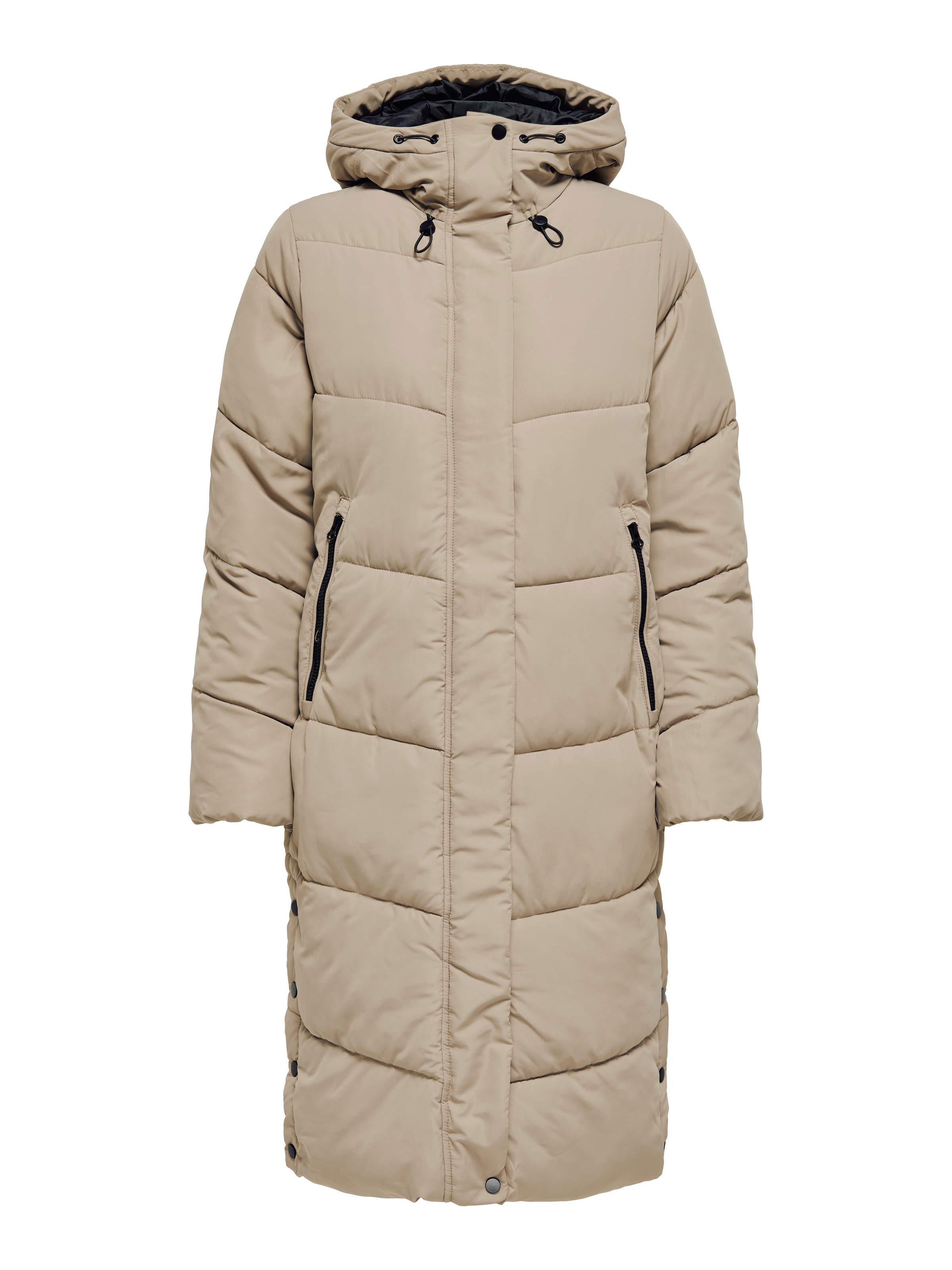 Image of ONLY Steppmantel "ONLMEGAN LIFE LONG PUFFER COAT CS OTW" verdeckter Zipper, Reissverschlusstaschen, winddicht