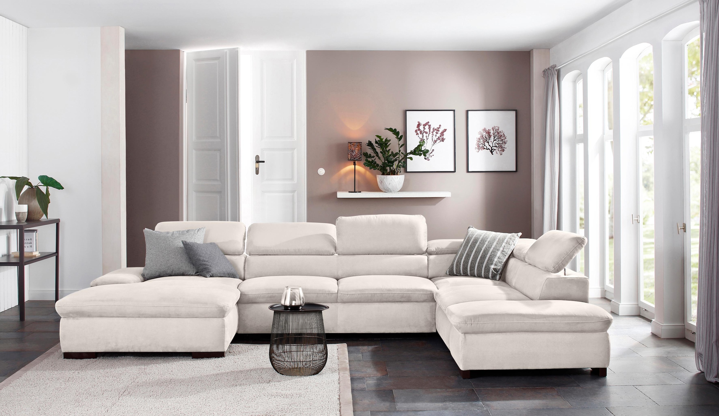 Home affaire Paysage de salon »Alberto U-Form« mit Kopfteilverstellung, wahlweise mit Bettfunktion