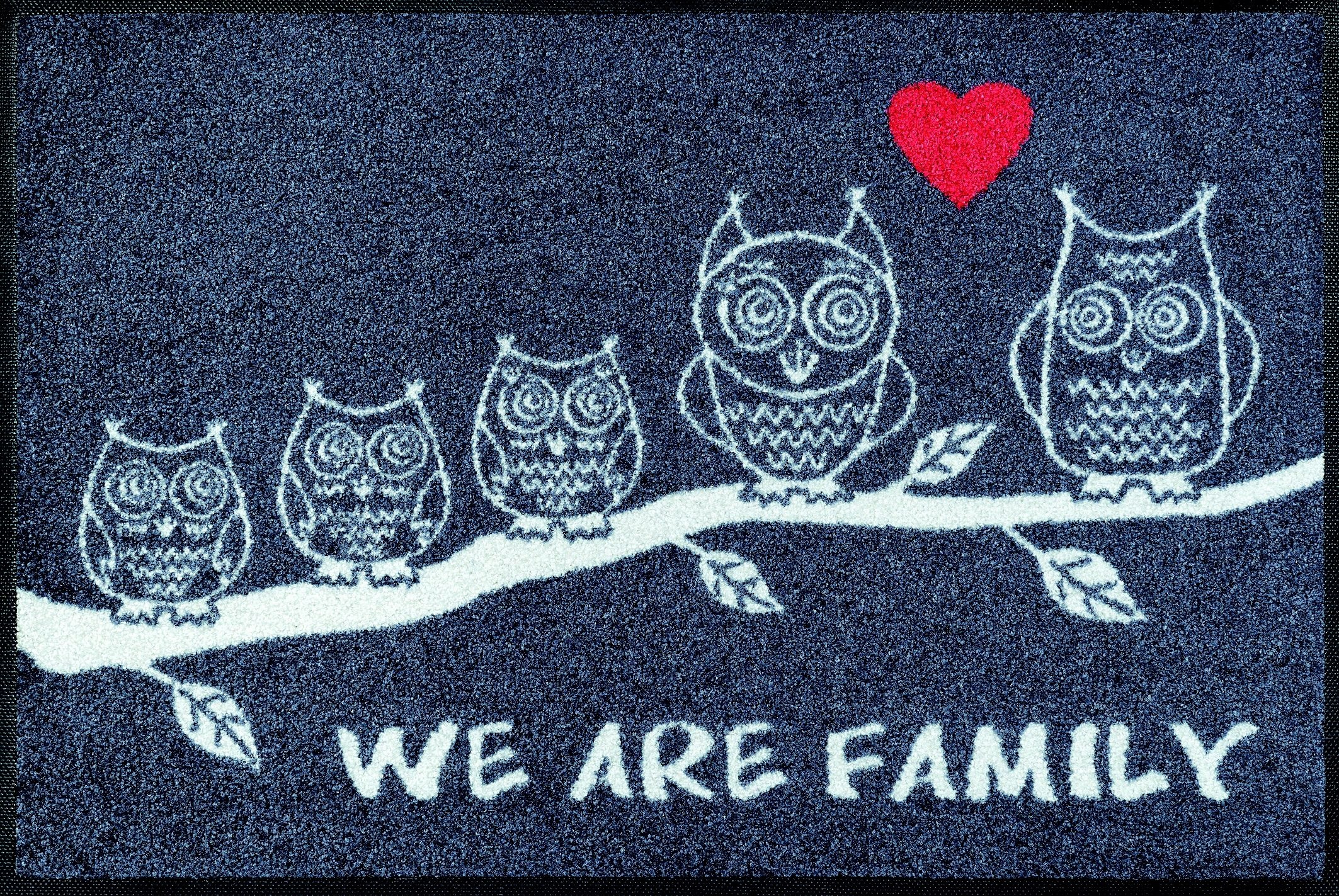 Image of wash+dry by Kleen-Tex Fussmatte »We are Family«, rechteckig, 7 mm Höhe, Schmutzfangmatte, Motiv Eulen, mit Spruch, In- und Outdoor geeignet, waschbar bei Ackermann Versand Schweiz