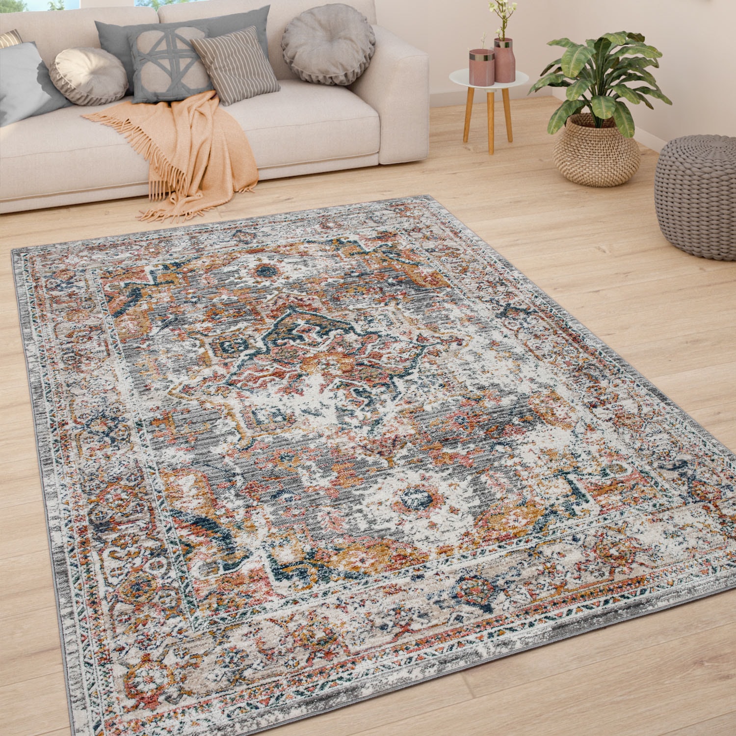 Paco Home Teppich »Herbete 731«, rechteckig, 8 mm Höhe, Kurzflor, Orient-Optik, Vintage Design