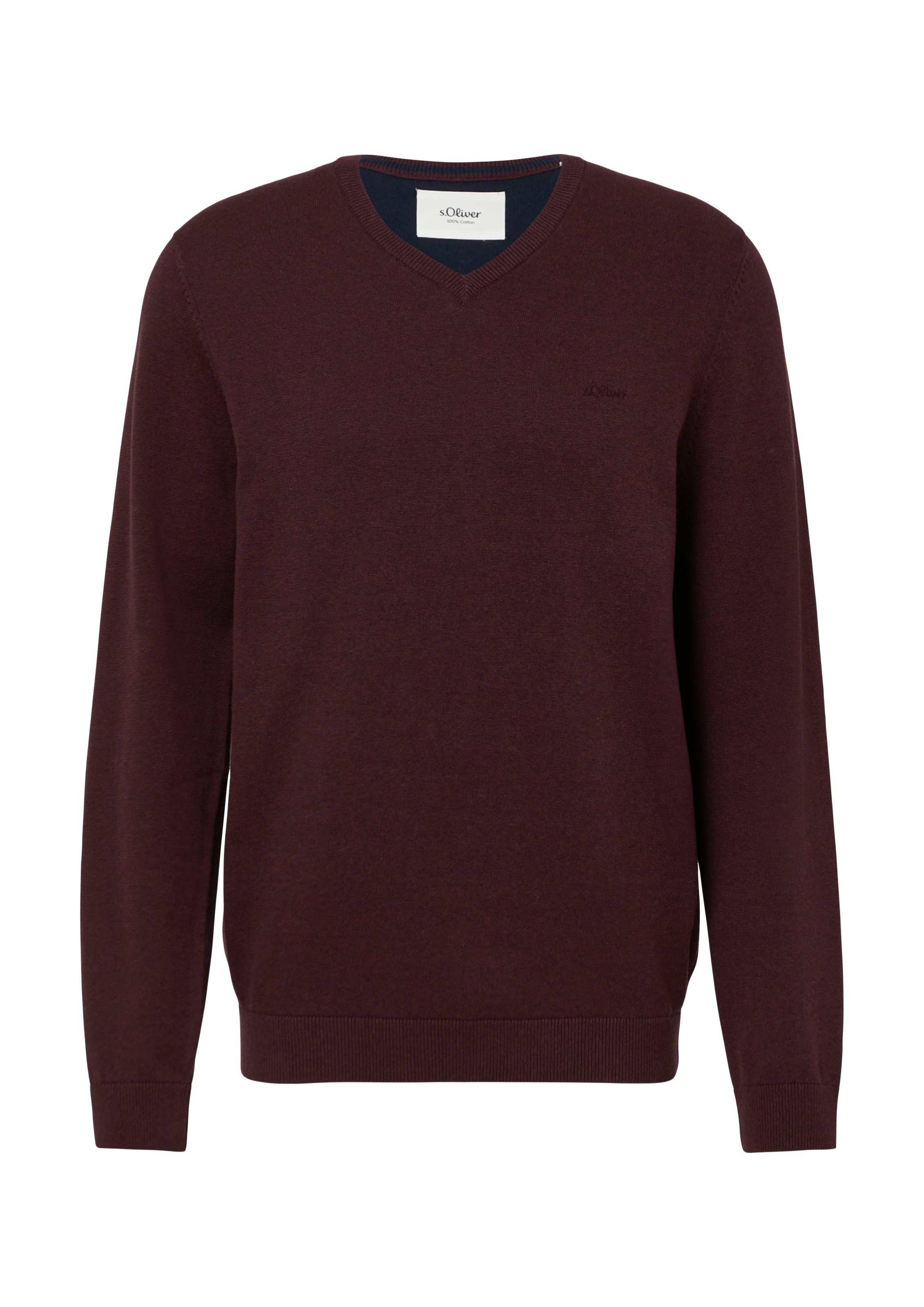 s.Oliver Strickpullover, in melierter Optik mit Logo-Stickerei