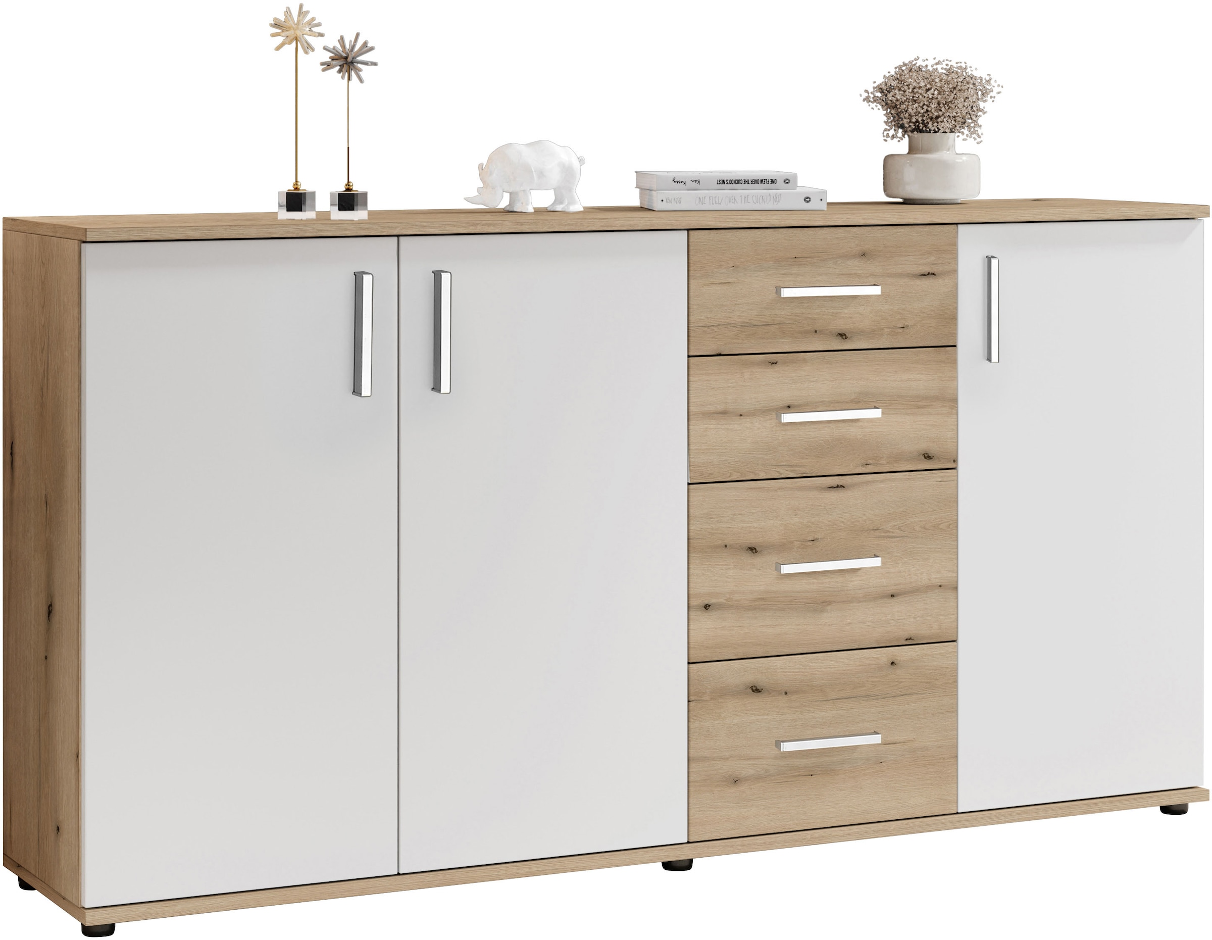 HBZ Kommode »BC-Drift-2, Sideboard Stellmass BxHxT 160x84x35 cm« 1 Stk. tlg. Sideboard mit 3 Türen und 4 Schubkästen, 2 Einlegeböden
