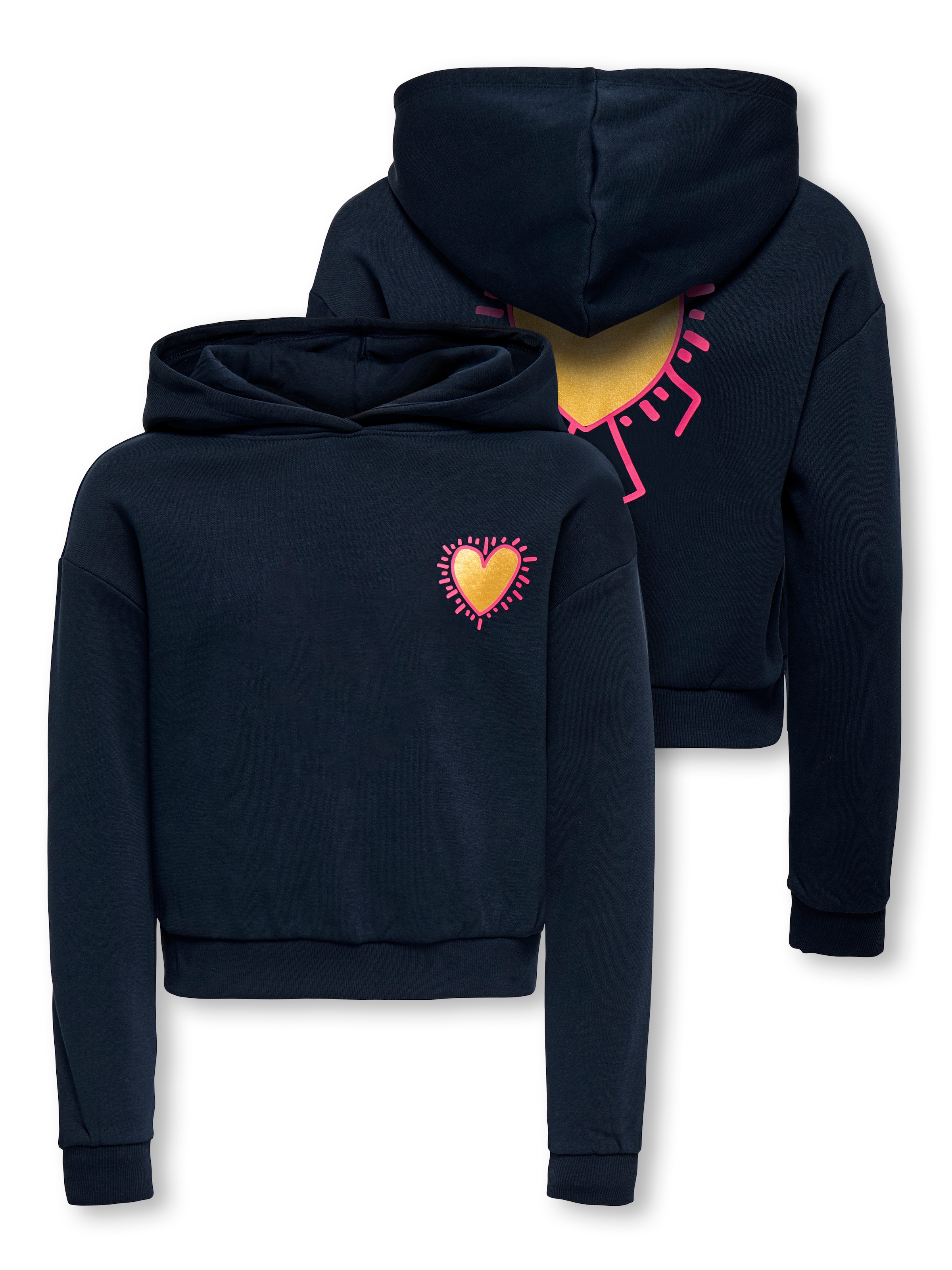 Image of KIDS ONLY Kapuzensweatshirt "KOGCOOPER LIFE LOV E LS HOOD FR SWT", Baumwollmischung, regular fit