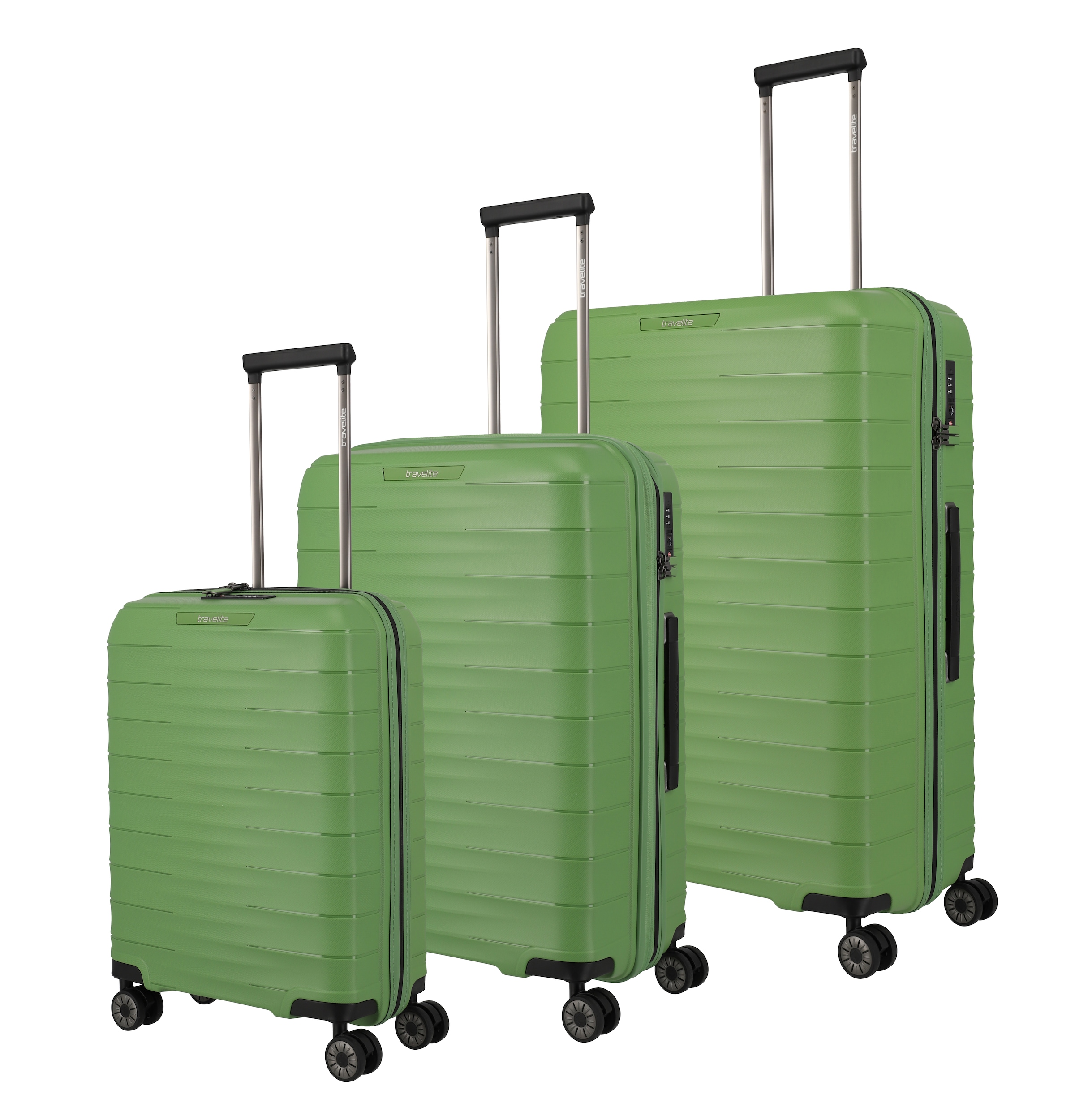 travelite Kit trolley »MOOBY 3-teilig Reisekoffer Hartschale« avec serrure TSA et polypropylène recyclé