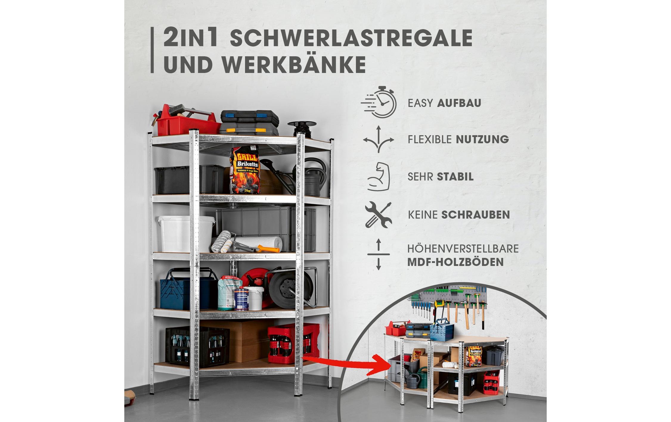 EASYmaxx Schwerlastregal »180 x 90 x 90 cm«