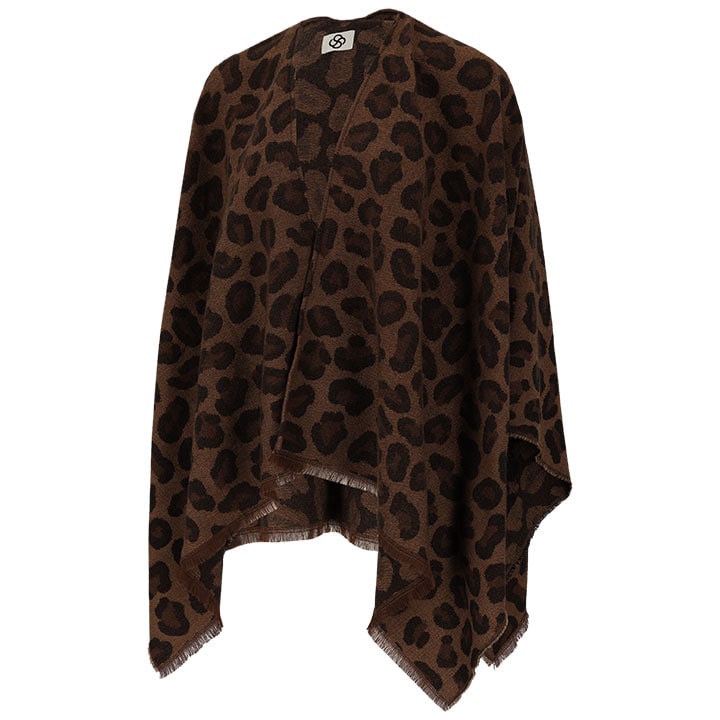 Sarlini Strickponcho mit langen Ärmeln, aus Polyester, lockere Passform