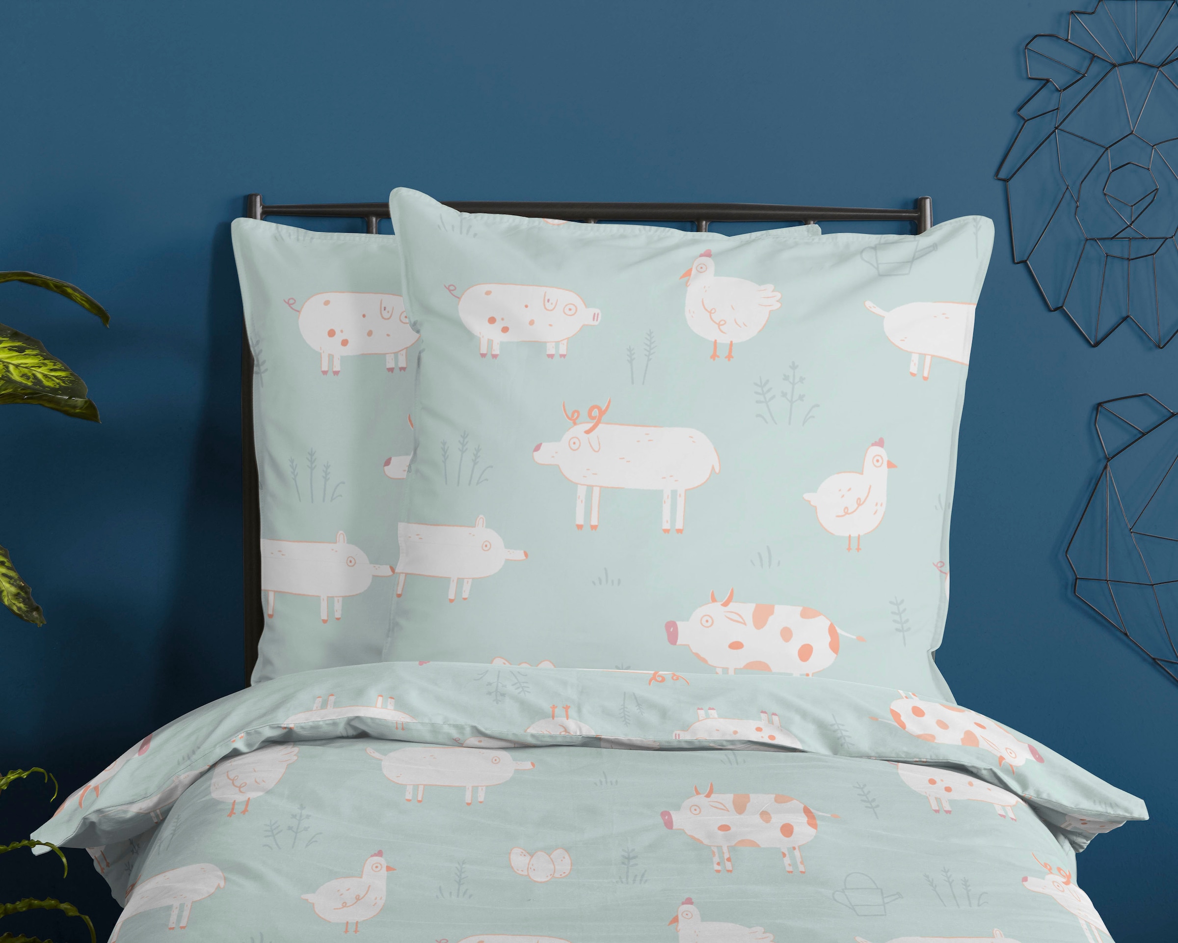 good morning Kinderbettwäsche »Pettingzoo«, 100% Baumwolle, 135x200, Reissverschluss, Wendeoptik, Kind, Tier