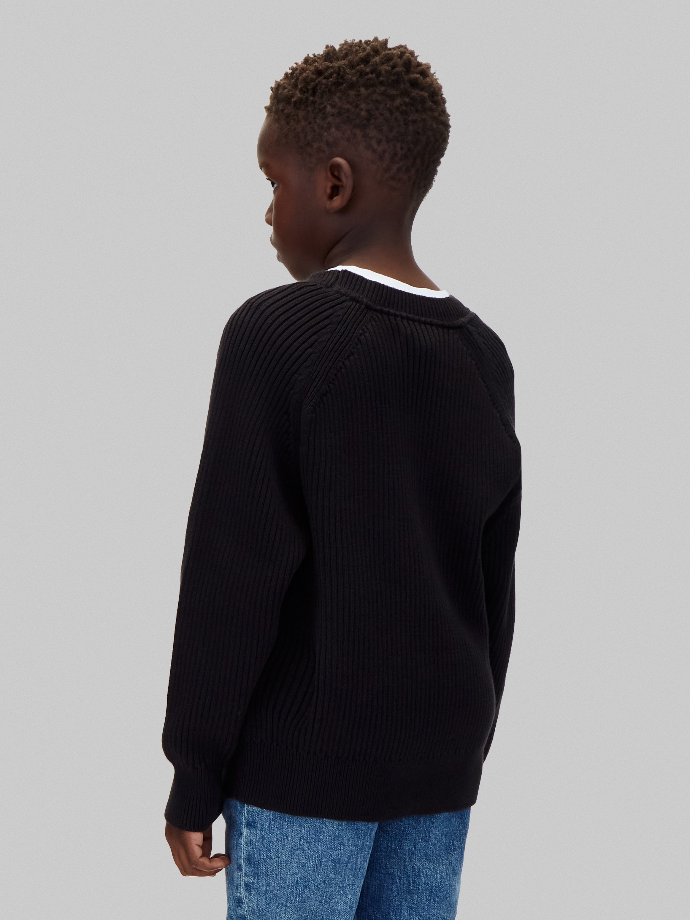Calvin Klein Jeans Pull en tricot Manches raglan, coupe régulière, coton pur