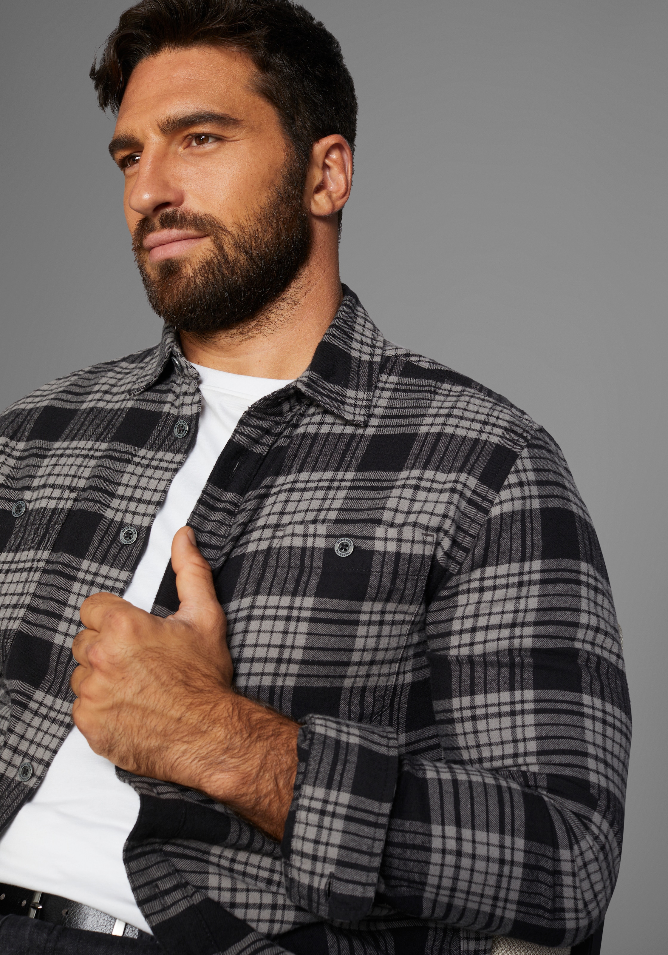 Man's World Flanellhemd, mit Brusttasche