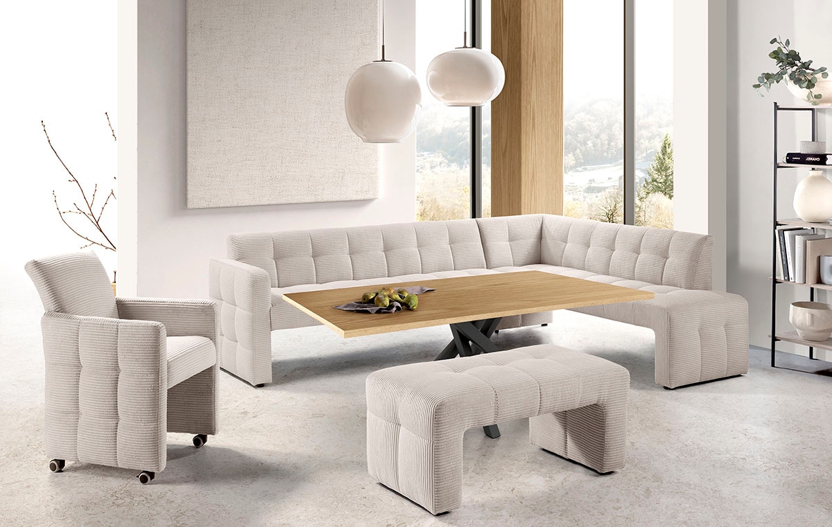 exxpo - sofa fashion Essbank »Barista, bequem und elegant, hohe Bodenfreiheit«, Eckbank Barista bequem und elegant, hochwertige Detailverarbeitung