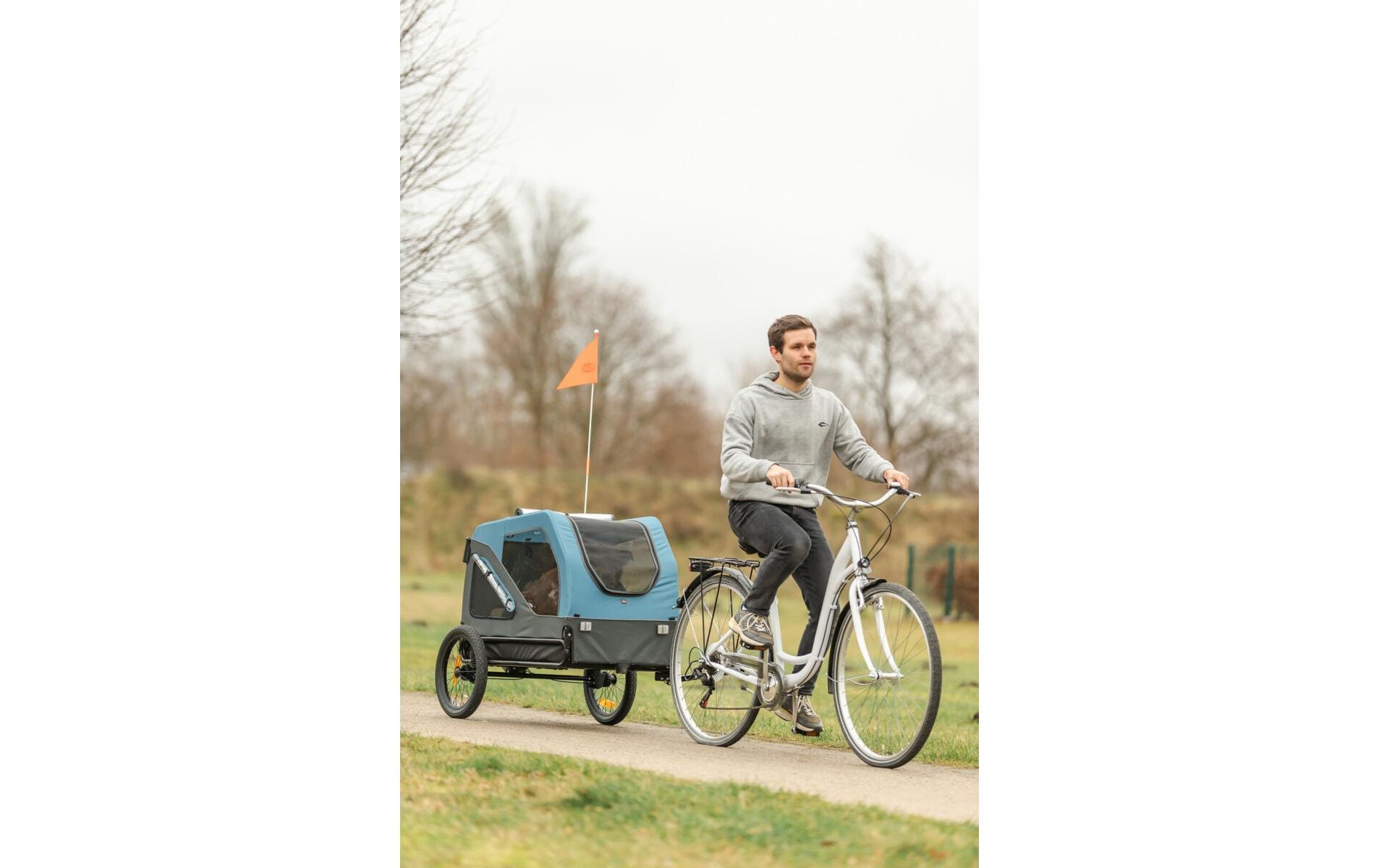 TRIXIE Panier de vélo pour animaux »Fahrradanhänger S blau/grau, 70 x 88 x 88/131 cm«