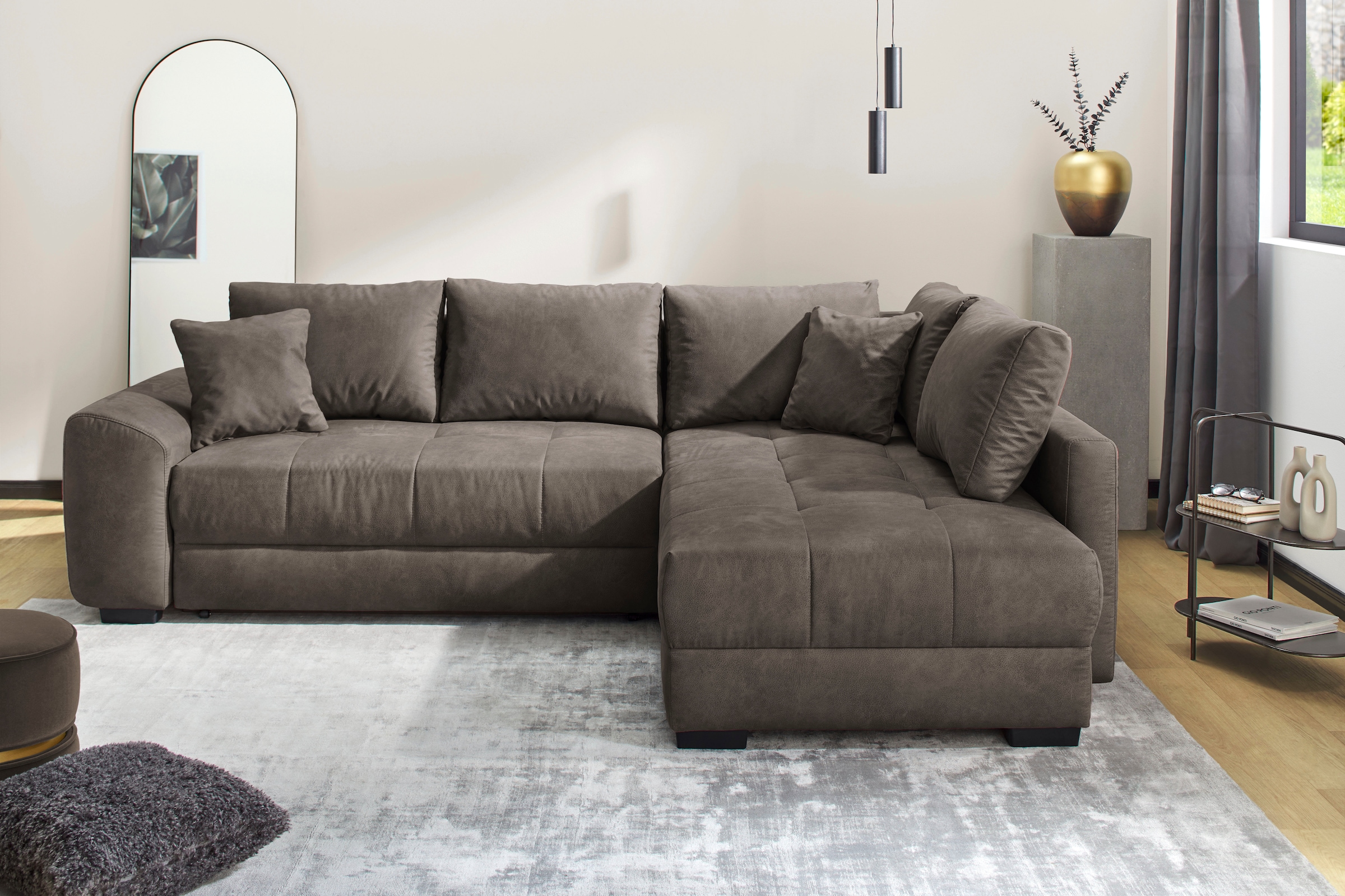 Jockenhöfer Gruppe Ecksofa »Amalfi L-Form, B: 270 cm, Liegefl. 146x224 cm, Dauerschlafsofa« Couch mit Tonnentaschen-Federkern, Topper, Bettkasten & Kissen