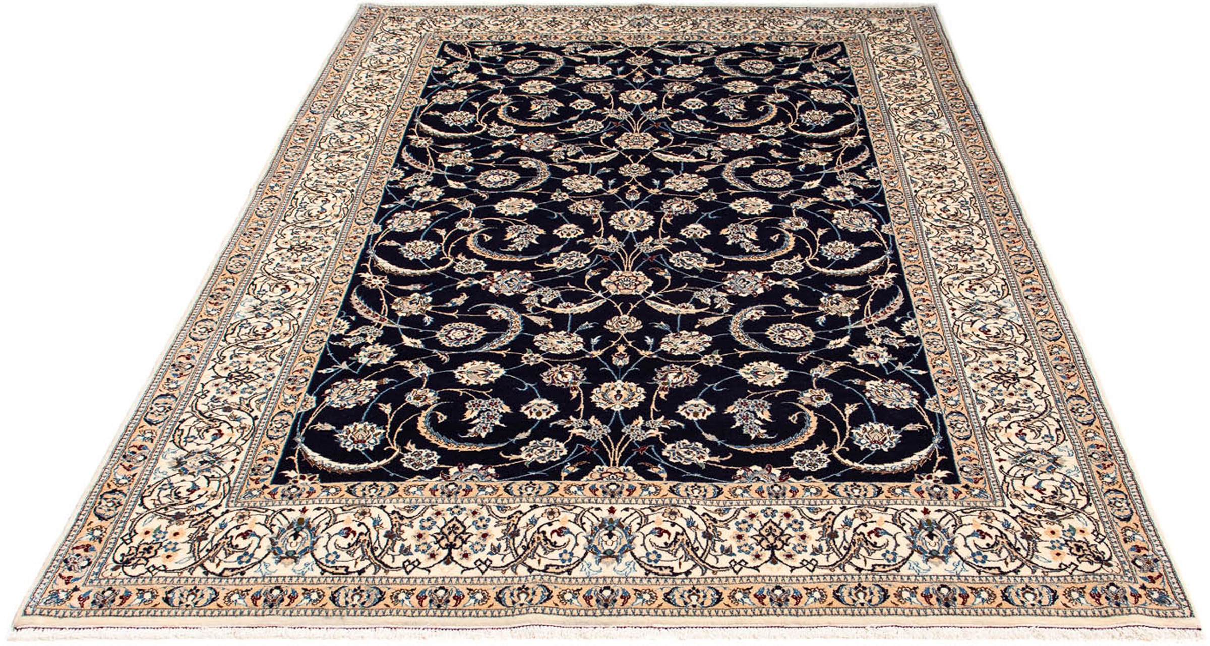 Image of morgenland Orientteppich »Perser - Nain - Premium - 229 x 150 cm - dunkelblau«, rechteckig, 6 mm Höhe, Wohnzimmer, Handgeknüpft, Einzelstück mit Zertifikat bei Ackermann Versand Schweiz