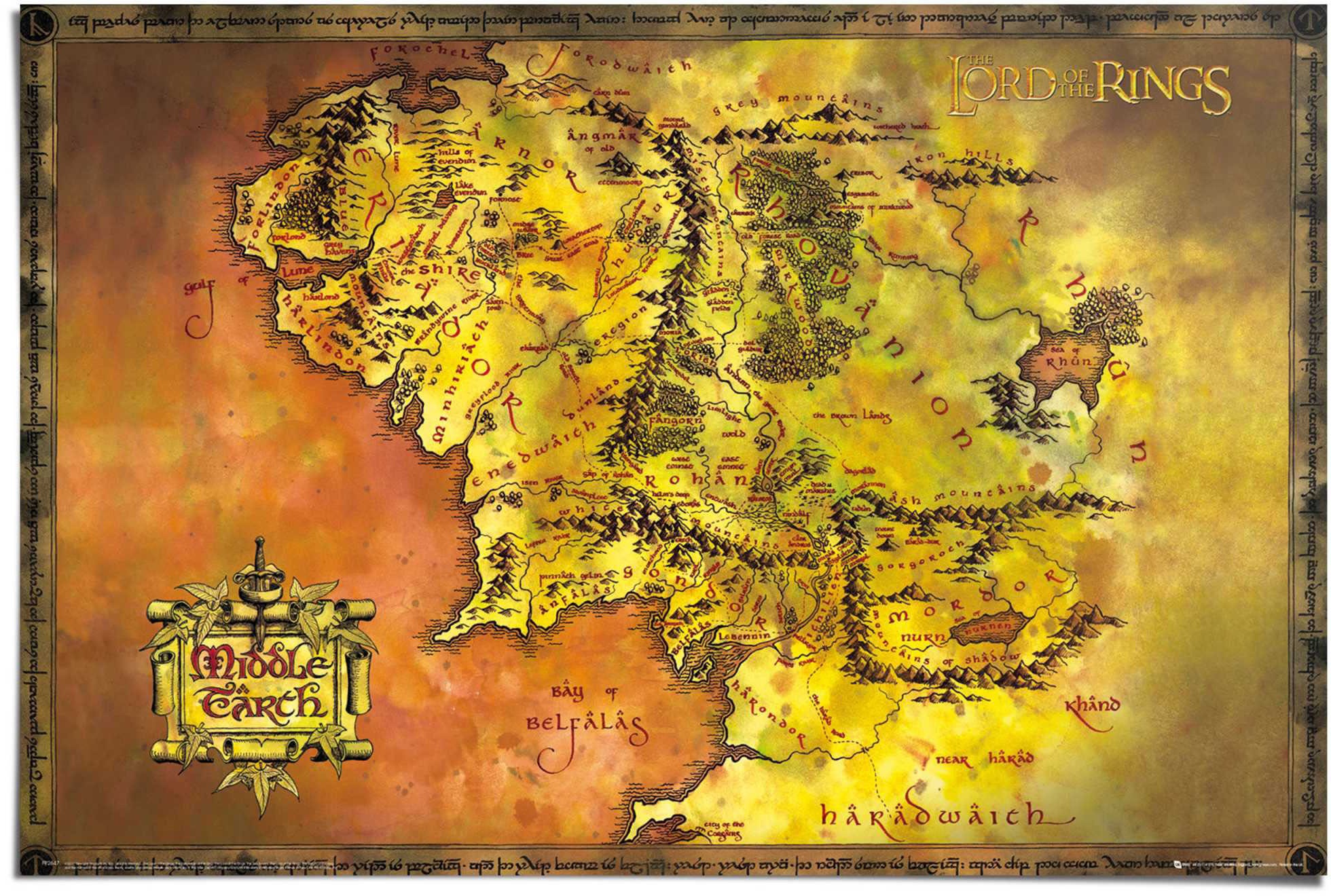 Image of Reinders! Poster »Poster Herr der Ringe Karte«, Science-Fiction, (1 St.) bei Ackermann Versand Schweiz