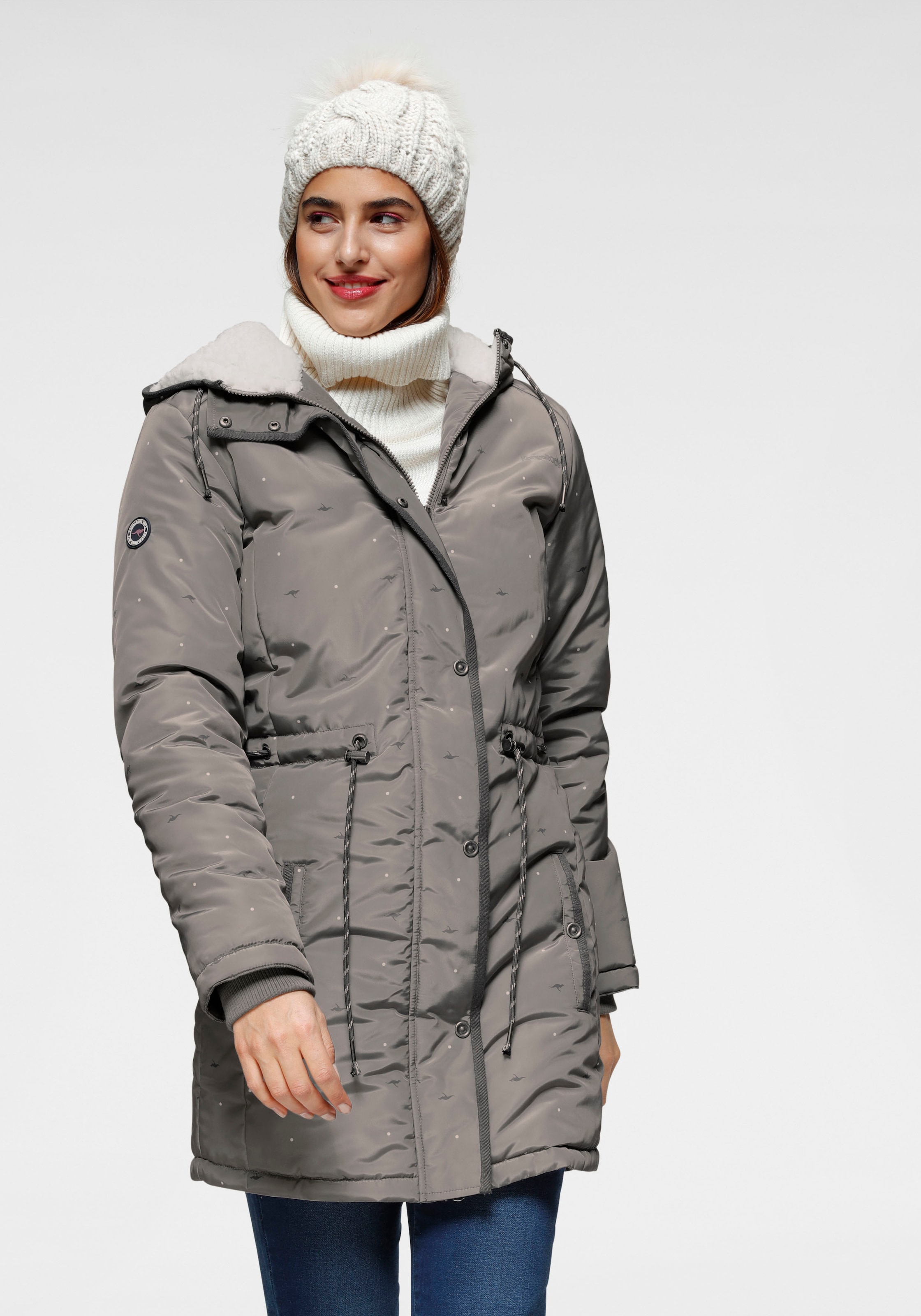 Image of KangaROOS Outdoorjacke, mit Teddyfell und Kapuze in uni und bedruckt bei Ackermann Versand Schweiz