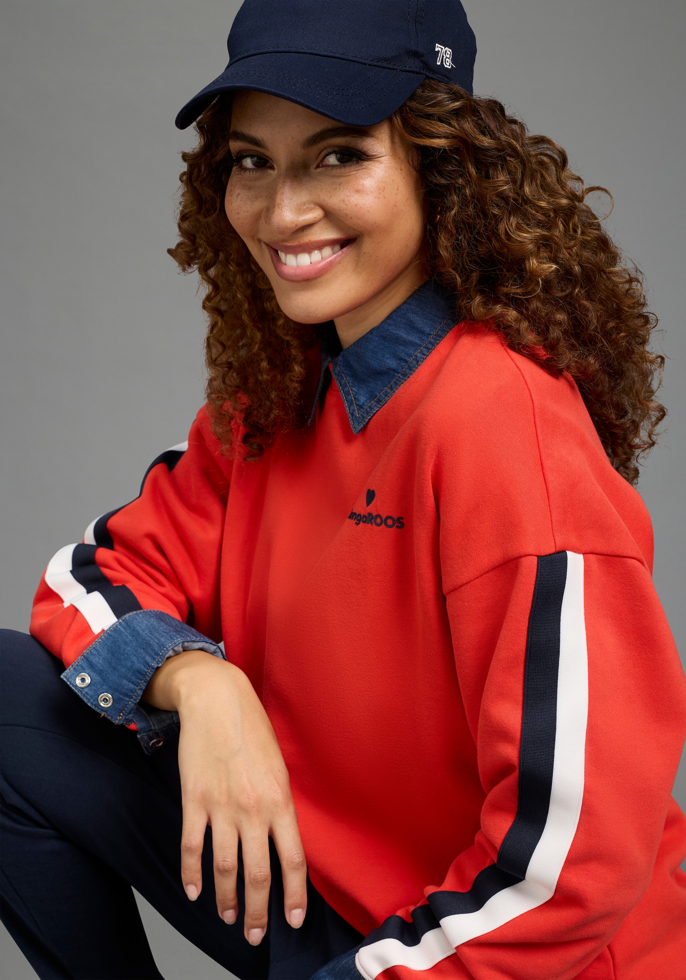 KangaROOS Sweat-shirt , avec col rond, en coton et polyester, coupe ample

