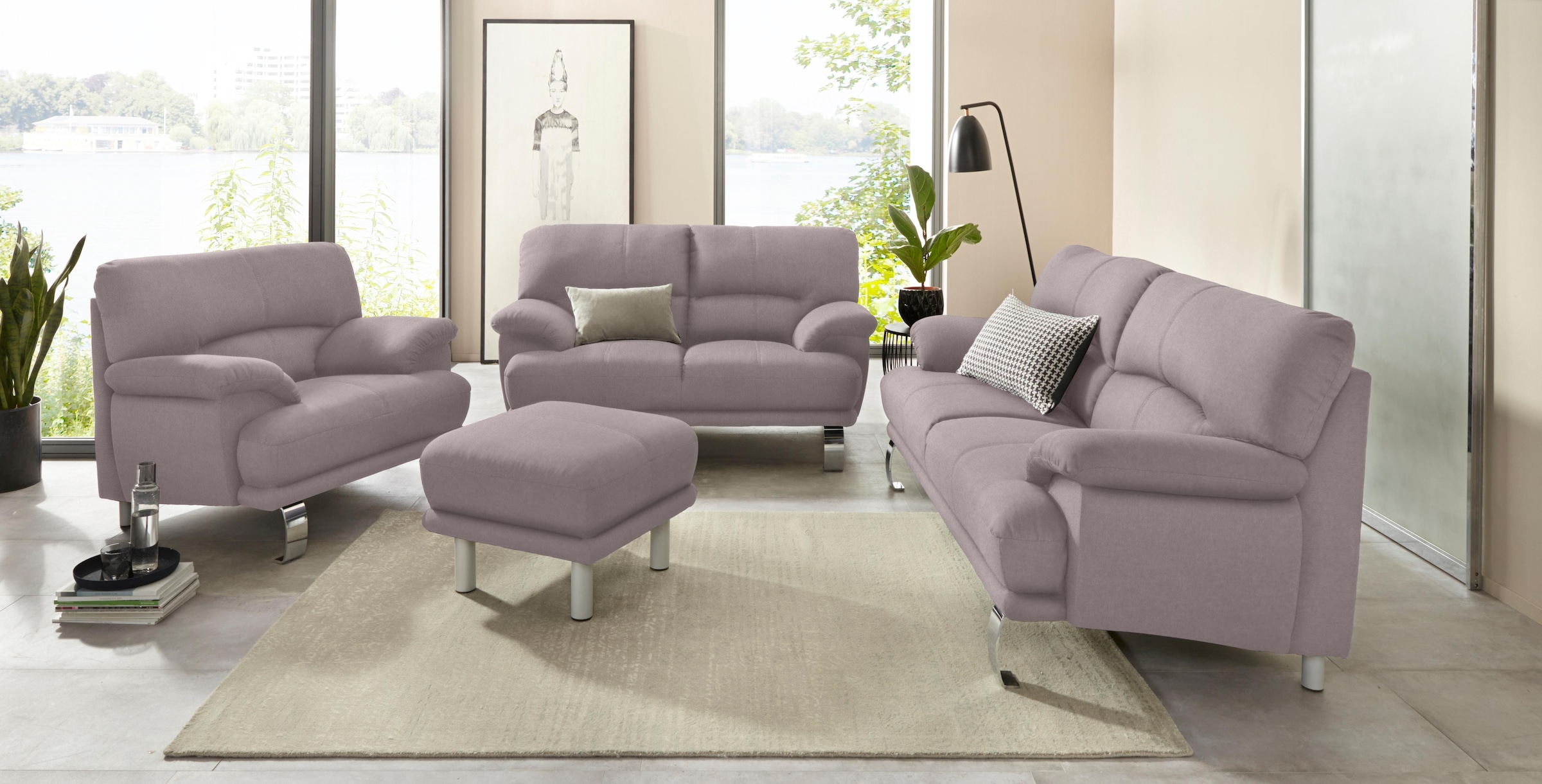 TRENDMANUFAKTUR Sessel »Cecilia II, Loungesessel in italienischem Design«, breite und bequeme Armlehnen