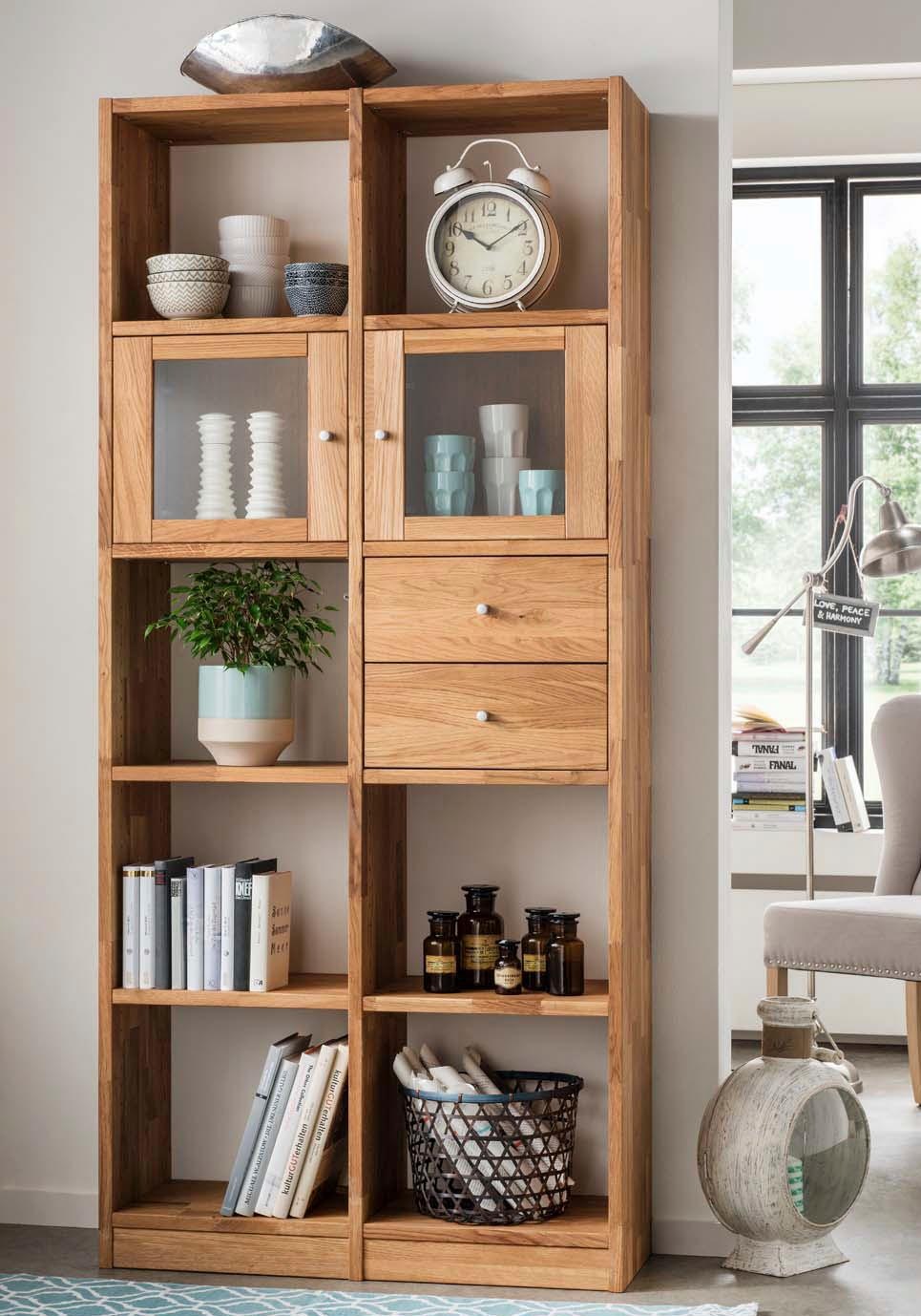 Image of Premium collection by Home affaire Standregal, aus massiver Wildeiche, mit vielen Stauraummöglichkeiten, Höhe 202 cm bei Ackermann Versand Schweiz