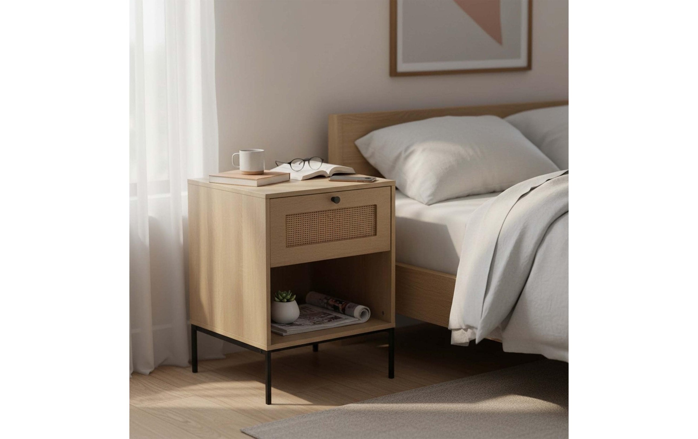 relaxdays »relaxdays Nachttisch 40 x 55 cm, Schwarz/Braun«