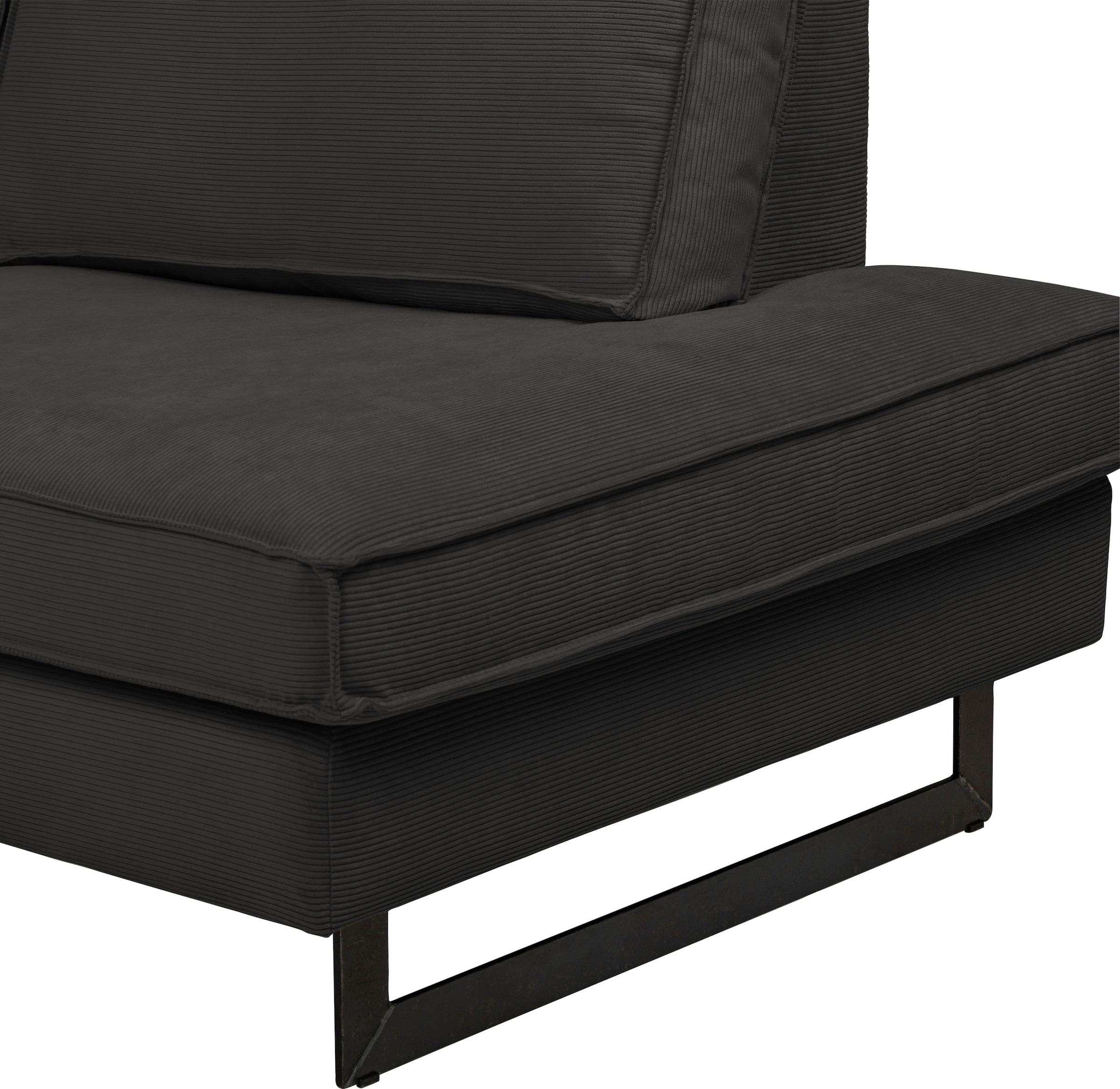 Places of Style Wohnlandschaft »Pinto, 350 cm, U-Form, XXL, mit Ottomanen«, Cord, Chenille, Lederoptik, mit Keder, Metallfüsse, Wellenunterfederung