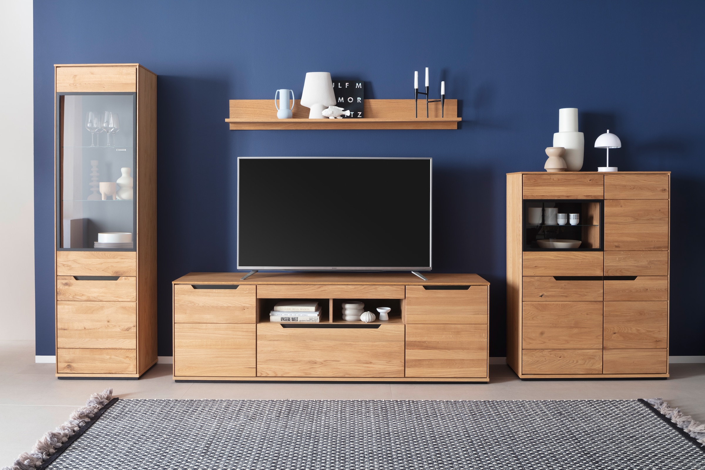 MCA living Meuble mural »Araya Wohnkombination II« Komplett-Set, optional: Glaskantenbeleuchtung, 4 cuis tlg.