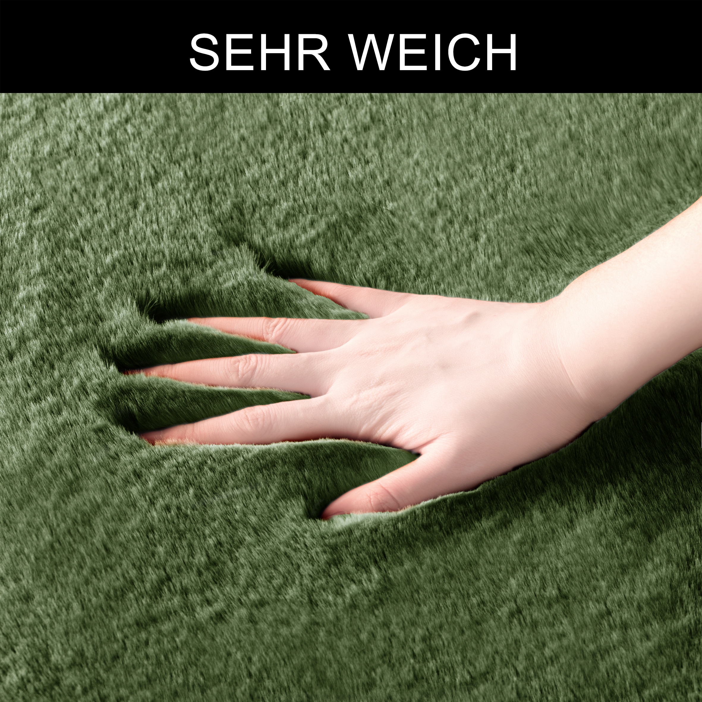 my home Tapis de bain »Rabbit Badematten, Badvorleger, Badezimmer Teppich« Höhe 30 mm Kaninchenfell-Haptik, Badteppich, rechteckig, rund & als 3-tlg. Set