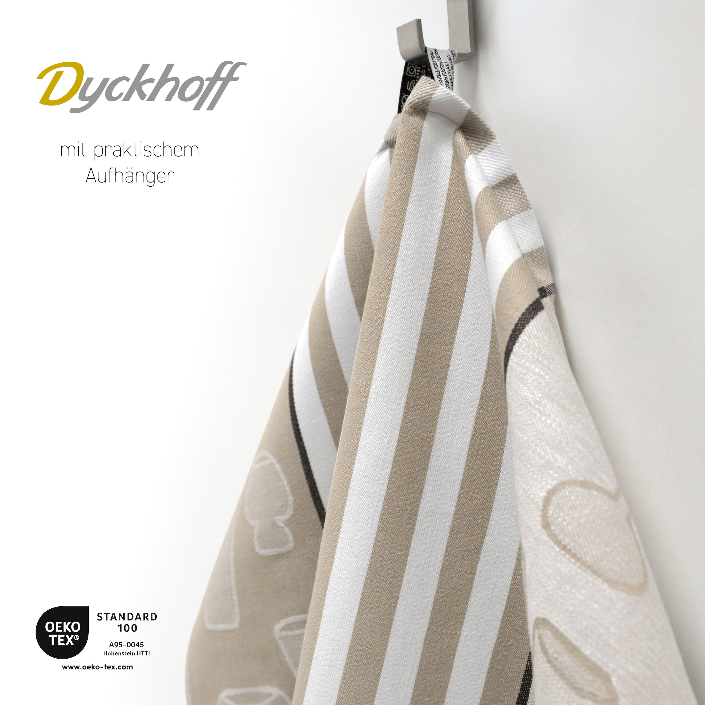 Dyckhoff Geschirrtuch »Gläser / Halbleinen«, (Set, 10 tlg.), mit Gläser & Streifen Motiv, Masse je Tuch ca. 50x70 cm