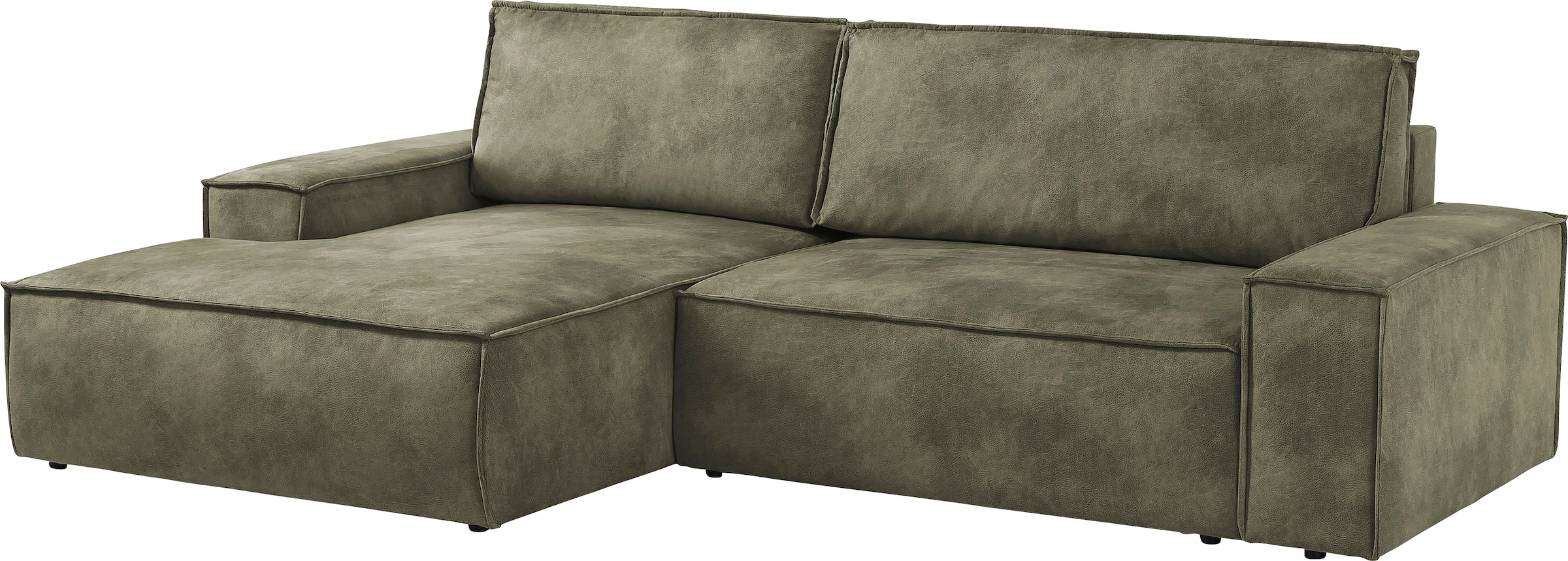 Home affaire Ecksofa SHERWOOD Schlafsofa 267 cm, L-Form, Schlaffunktion mit Bettkasten (210x136 cm), Cord, Vintage, Samtvelours