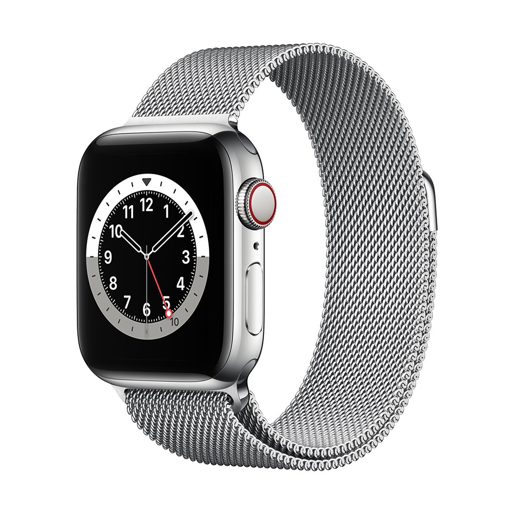 Image of Apple Smartwatch »Serie 6, GPS Cellular, 40 mm Edelstahl-Gehäuse mit Sportarmband«, (Watch OS M06U3FD/A) bei Ackermann Versand Schweiz