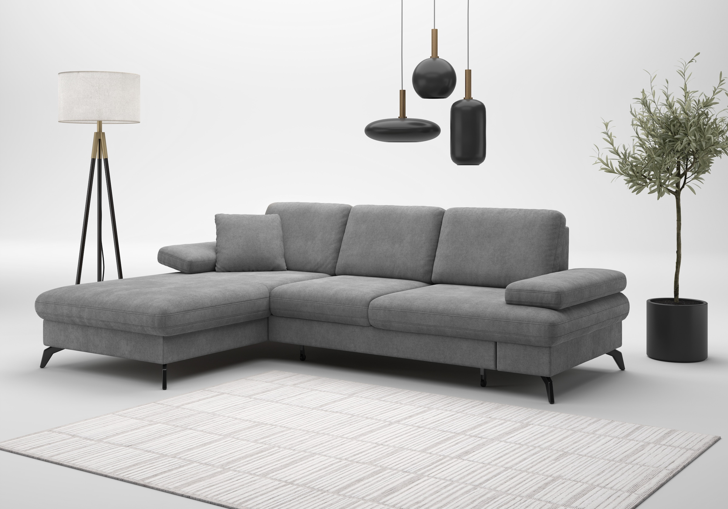 sit&more Ecksofa »Morris Jubi L-Form, inklusive XXL-Liegefläche, bzw. Schlaffunktion«, Bettfunktion, Armteilverstellung und 1 Zierkissen