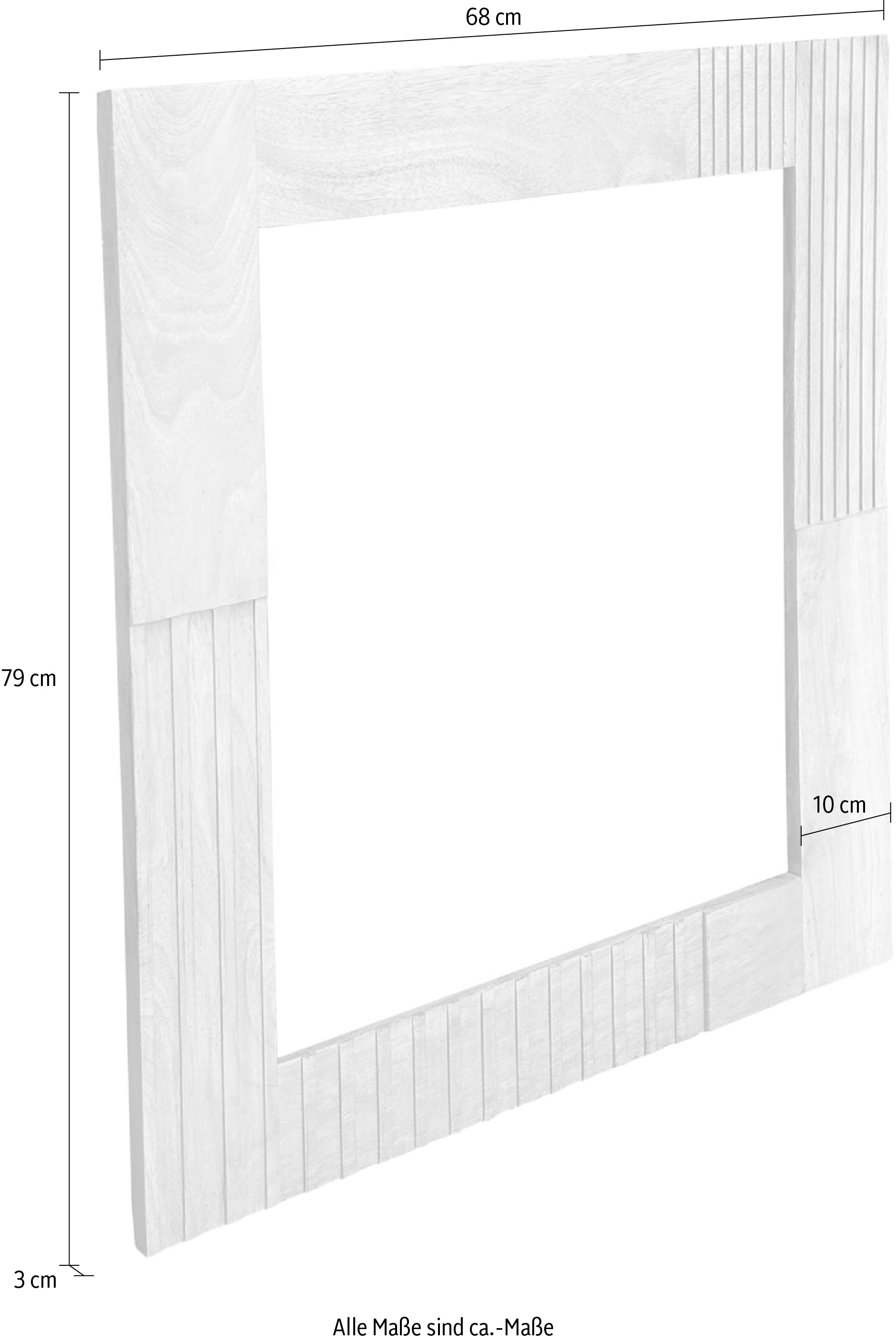 SIT Miroir mural »Broome aus Mangoholz mit 10 cm Rahmen & Lamellendesign« cadre massif en bois de manguier avec grain naturel et optique à lamelles