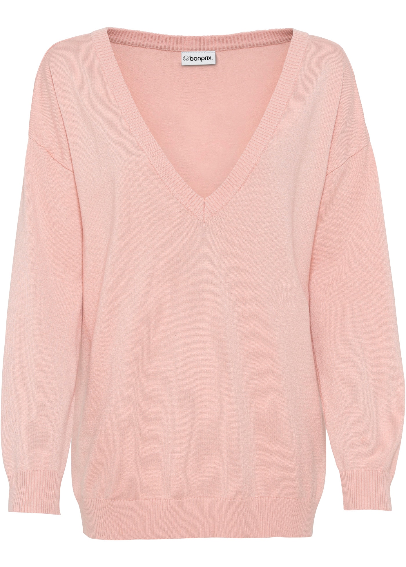 bonprix Strickpullover kuschelweiches Material, Oversize-Passform, V-Ausschnitt