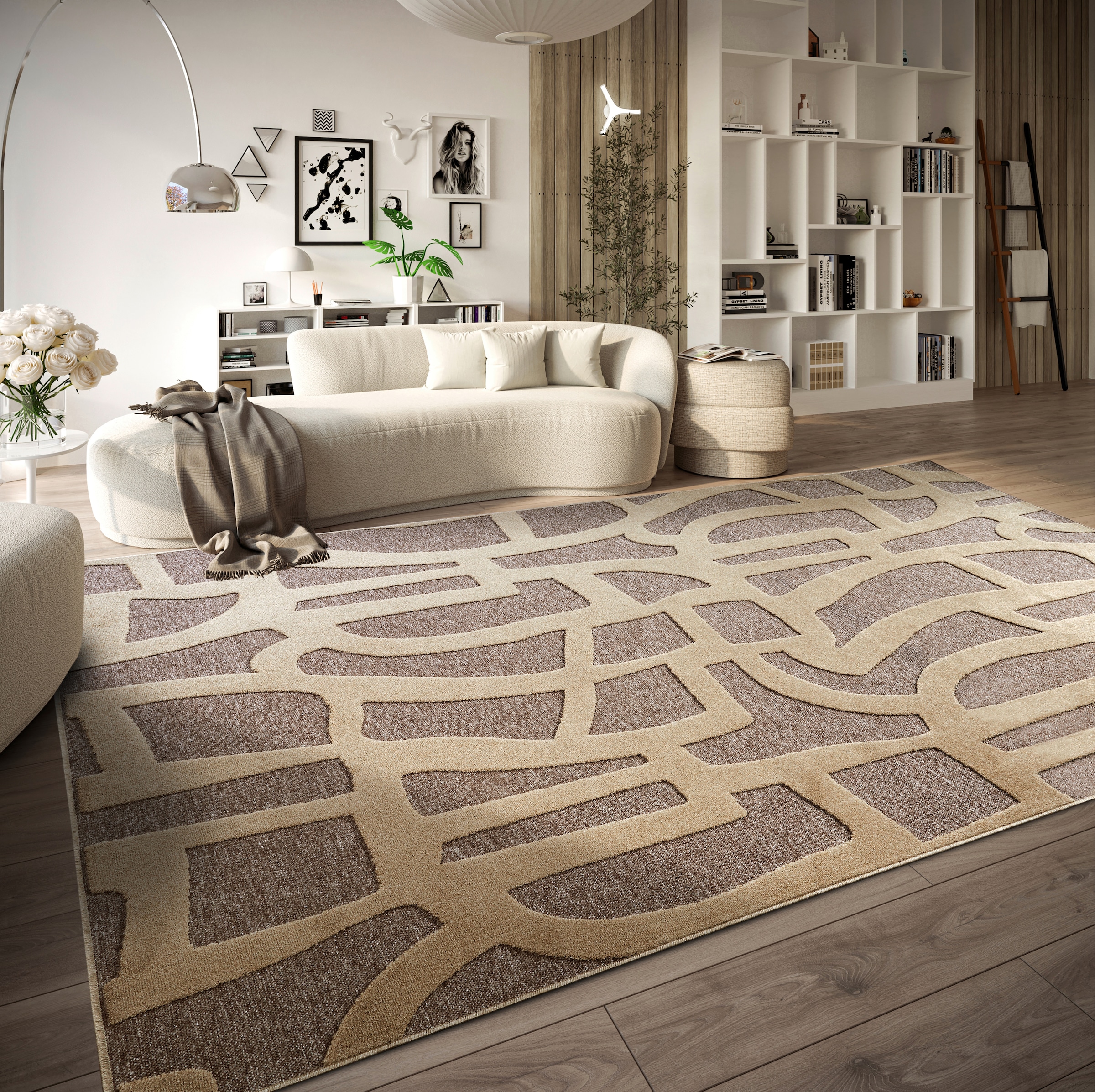 Villeroy & Boch Teppich »Therese«, rechteckig, 5,5 mm Höhe, Wohnzimmer, Schlafzimmer, Modern, Hoch-Tief Effekt, Flur