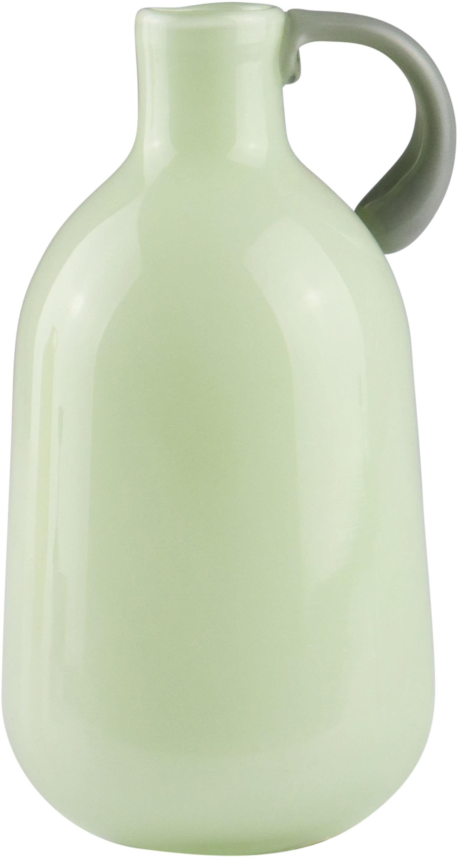Image of AM Design Dekovase "Grüne Glasvase mit grauem Griff" für einen modernen Look