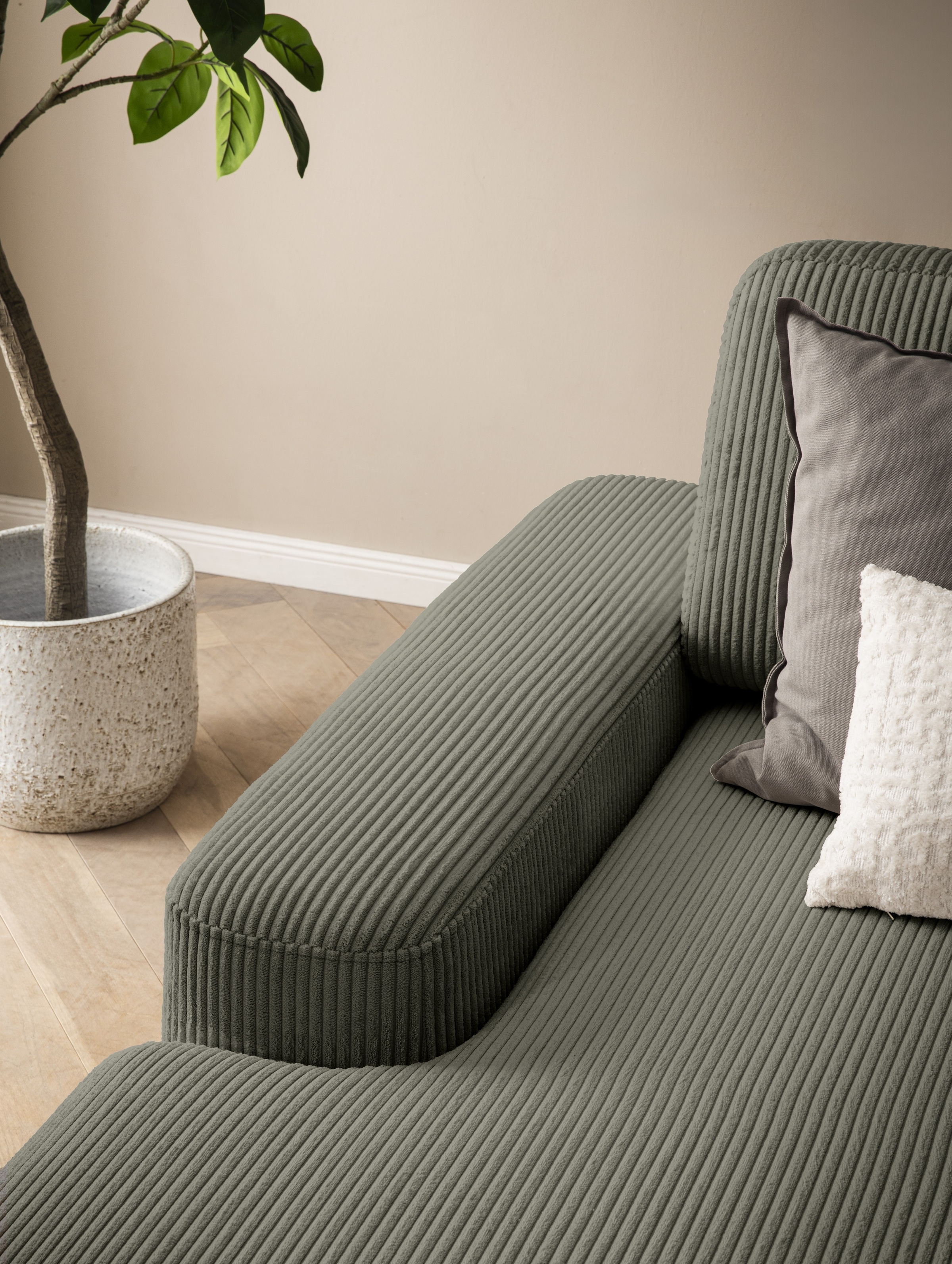 Home affaire Ecksofa »TORGE (264cm), Schlafsofa in Cord, Samtvelours o Struktur fein, L-Form« Schlaffunktion, Bettkasten, Liegefläche: 125/210 cm