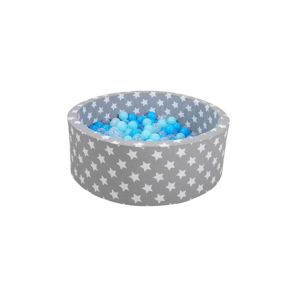Knorrtoys® Bällebad »Grey White Stars 300 Bälle blue/blue/transparent«