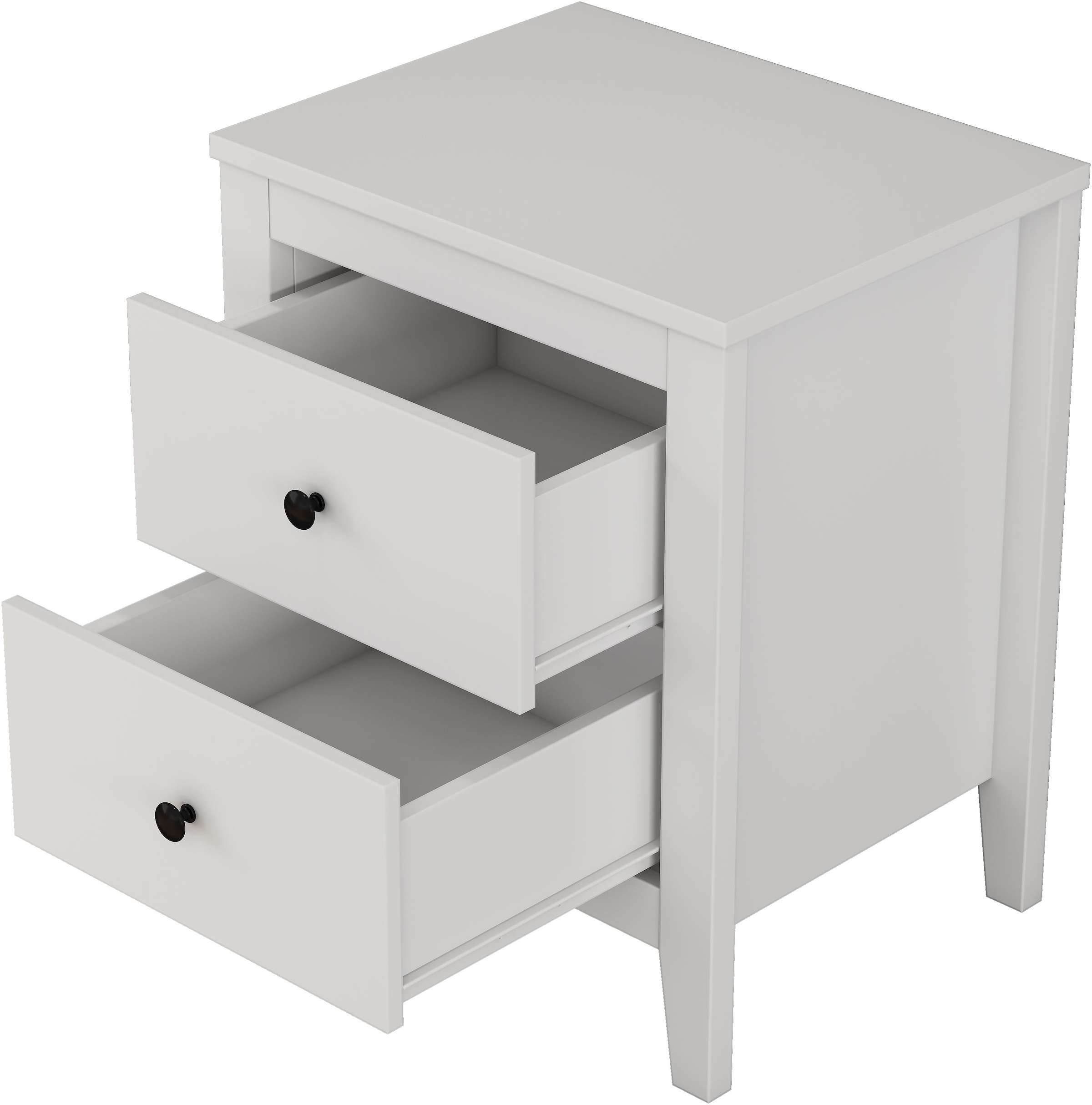 GOODproduct Nachtkommode »Borkum Nachttisch Set im Landhaus Design weiss Bestseller« Set, 2 Schränke im Set, schwarze Griffe aus Metall, 