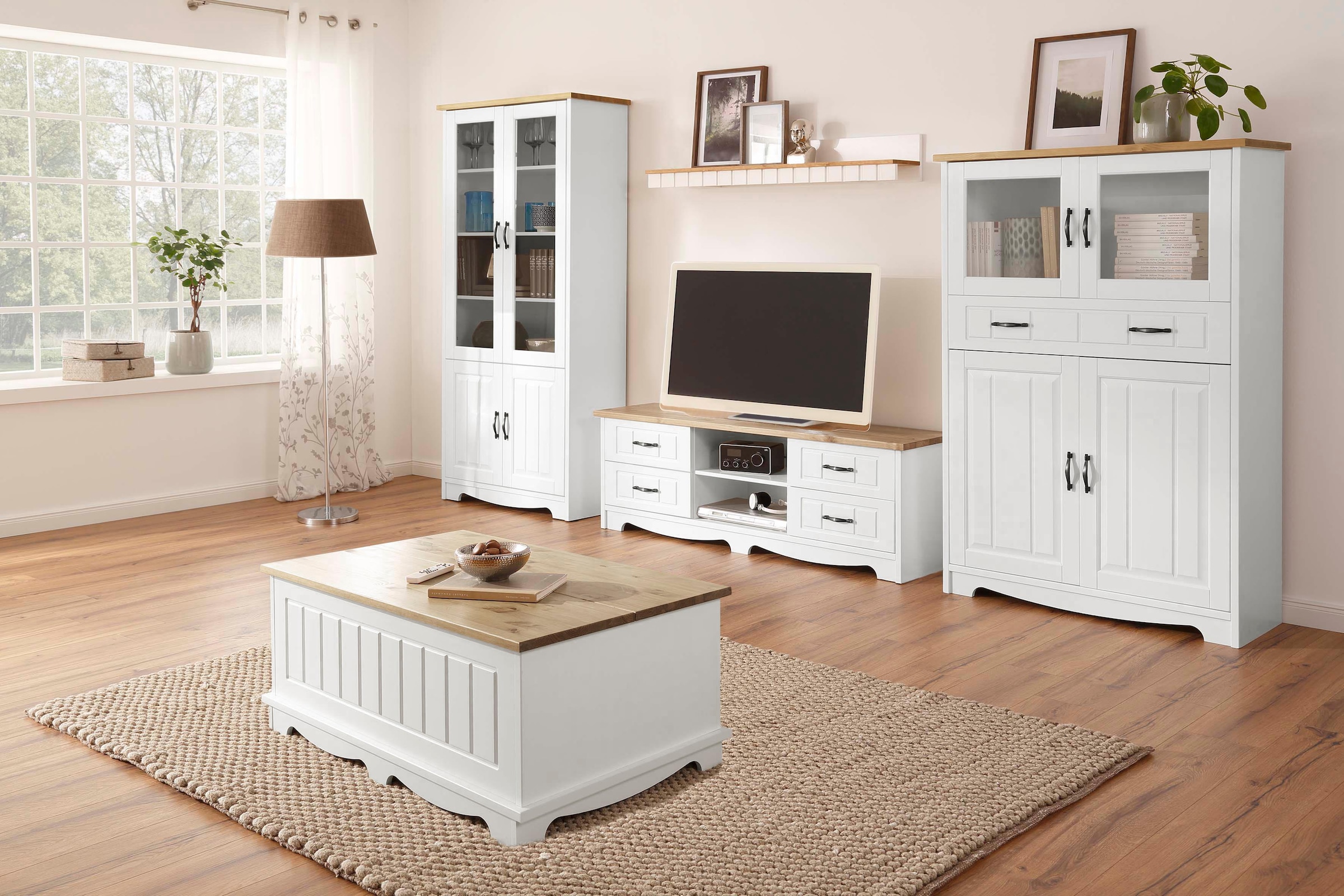 Home 1 versandkostenfrei 1 »Trinidad«, Set 1 Wandboard St.), Highboard, Vitrine, Wohnwand 4 auf aus affaire (Set, 1 Lowboard,