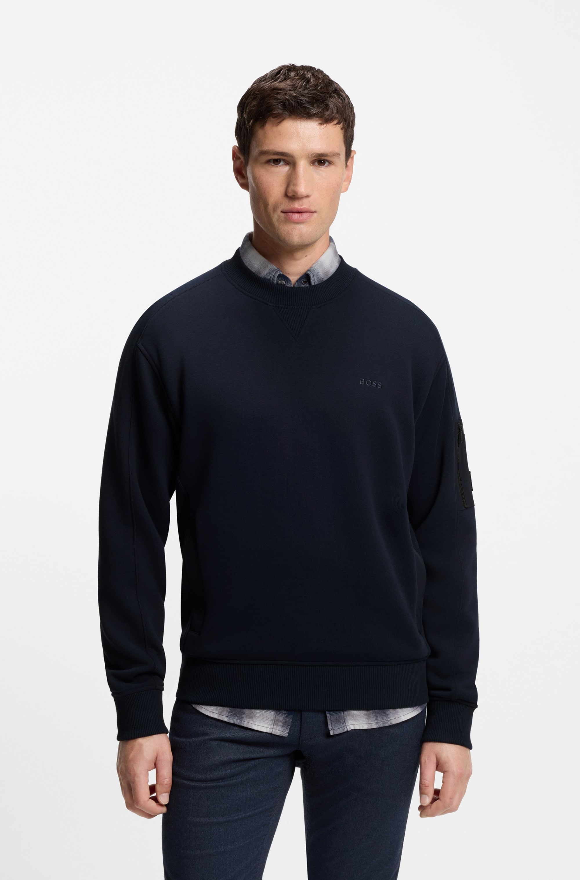 Image of BOSS ORANGE Sweatshirt "We mixed", mit Ärmeltasche und Eingrifftaschen
