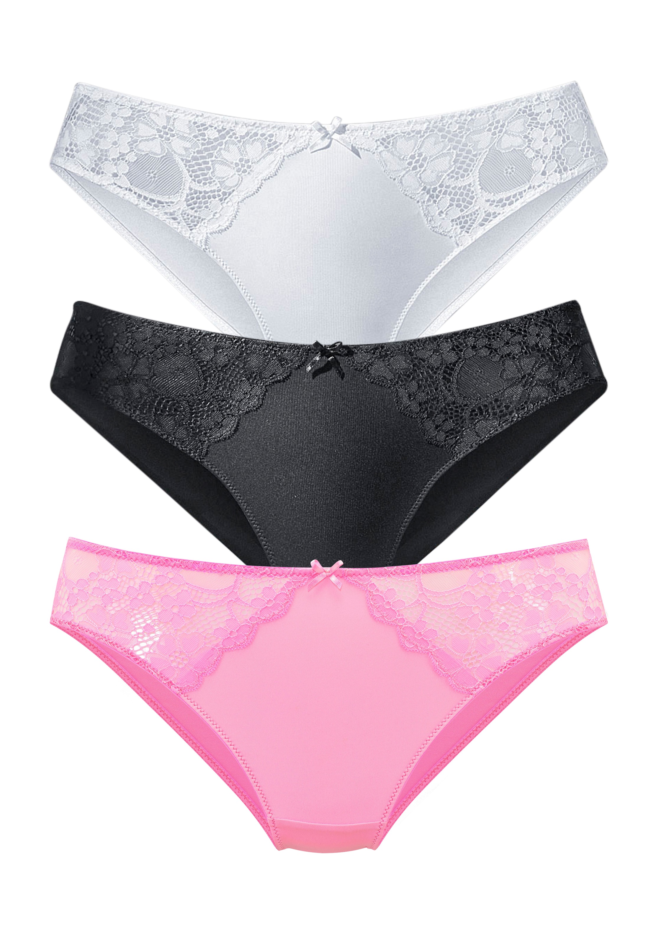 petite fleur Slip, (3 St.), mit leicht transparenter Jacquardspitze an den Seiten