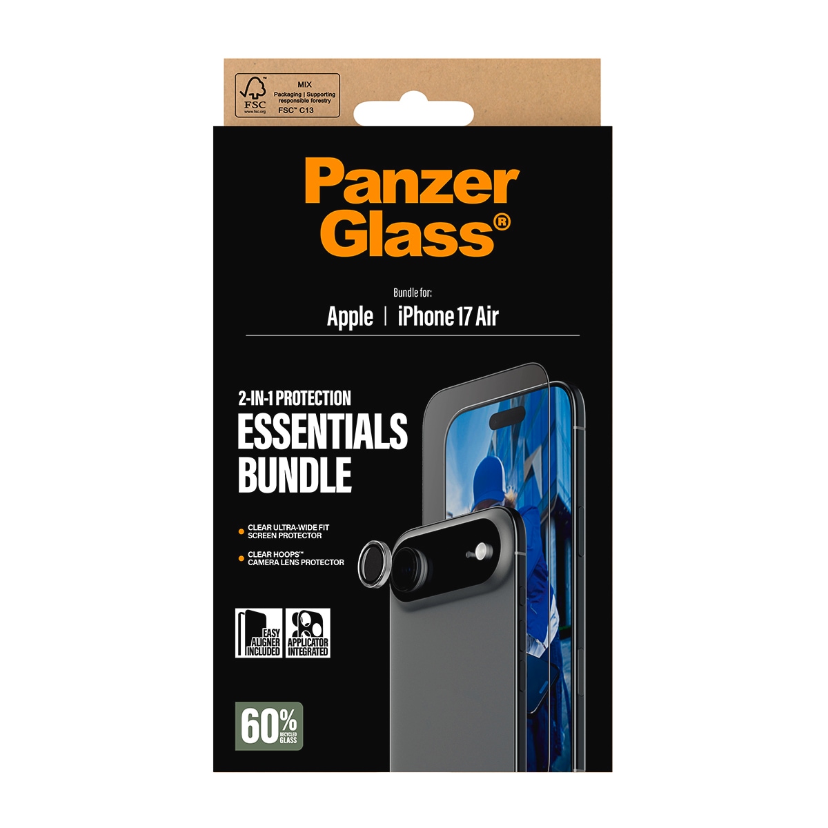 CARE by PanzerGlass Verre de protection d'écran »2-in-1 Protection Essentials Bundle« für Apple iPhone Air Displayschutzfolie, Schutzfolie, Bildschirmschutz, kratz- & stossfest