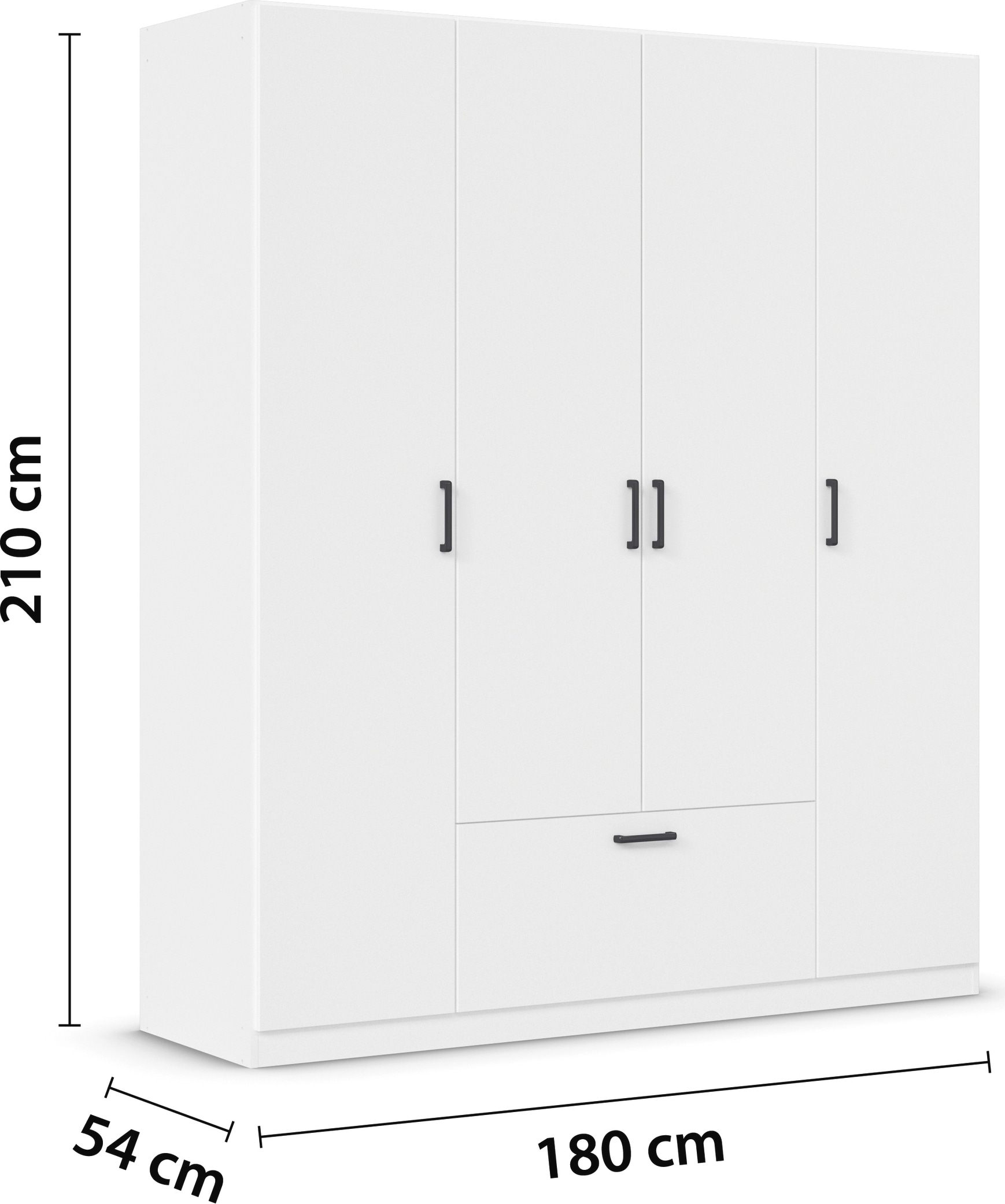 rauch Kleiderschrank »Schrank Garderobe Mehrzweckschrank Schlafzimmer Mietswohnung BARI« mit Schubasten mittig, moderner Griff in Graumetallic MADE IN GERMANY