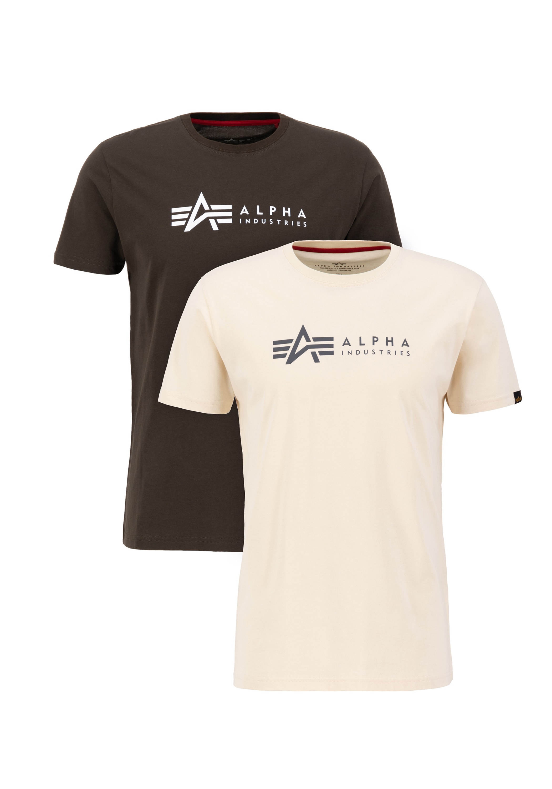 Alpha Industries , T-Shirt »Alpha Label T-Shirt 2 Pack« , grün , 4XL , Single Jersey Stoff