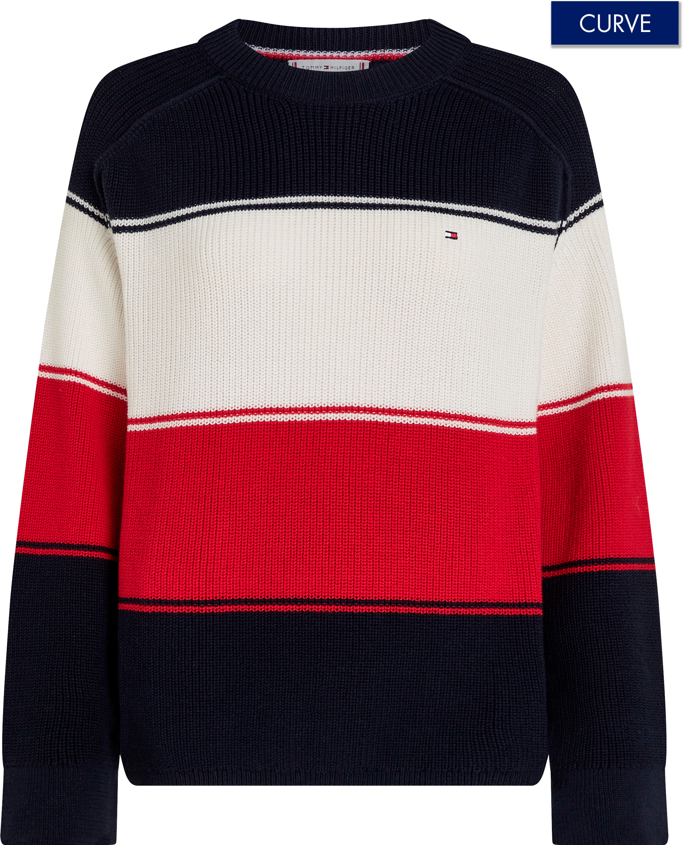 Tommy Hilfiger Curve Rundhalspullover »CRV CO CARDI STITCH C-NK SWT«, Grosse Grössen