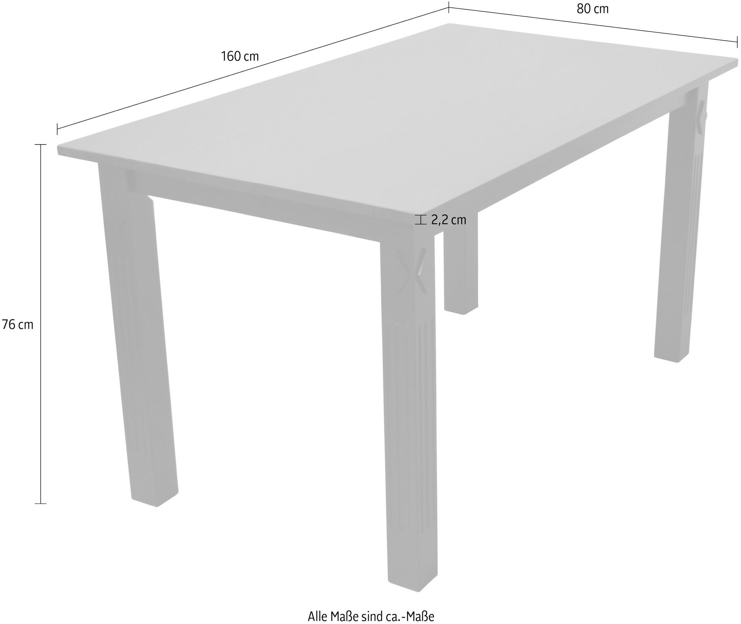 Home affaire Esstisch »Salmi« mit schönen eingefrästen Rillen, in 2 Grössen