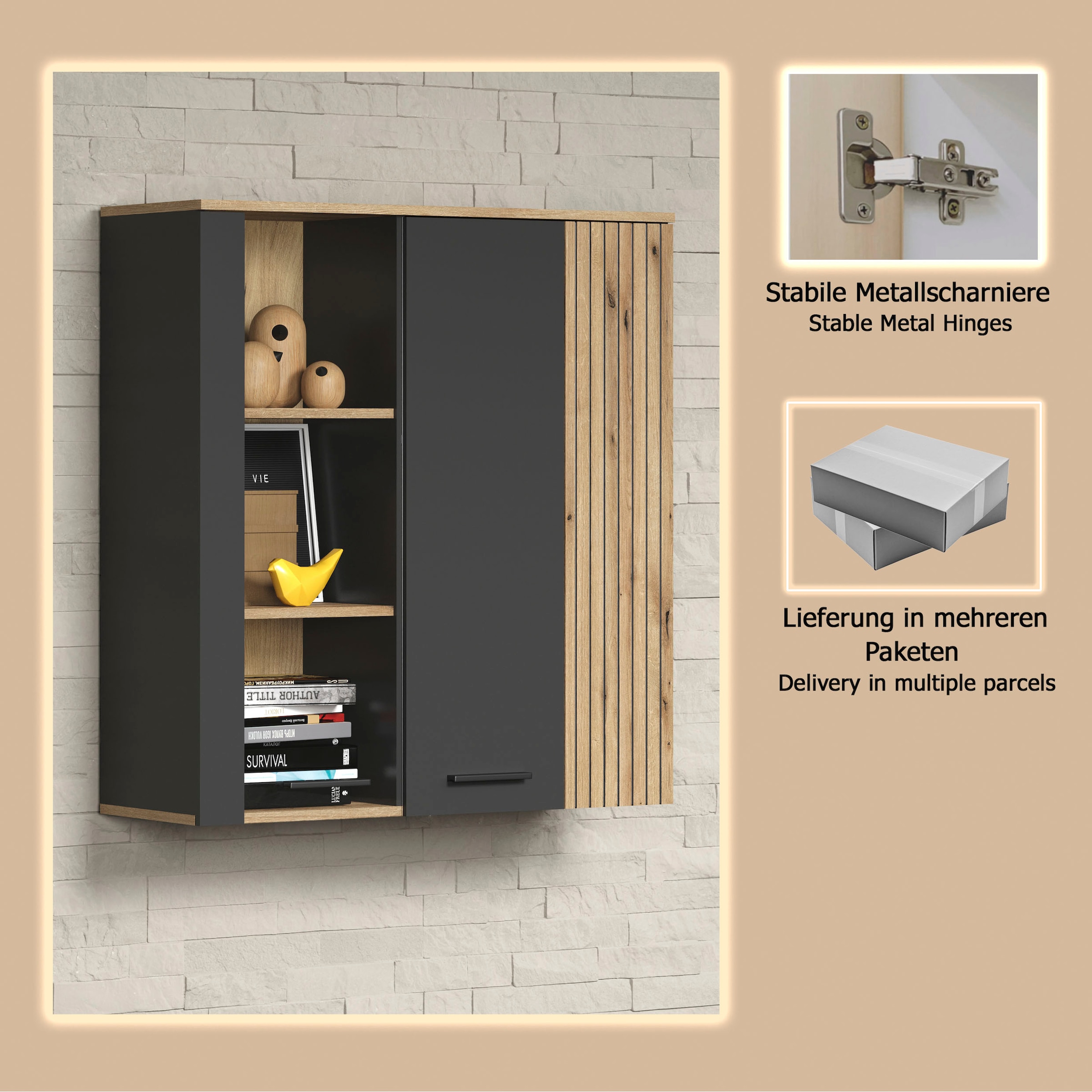 INOSIGN Vitrine suspendue »Estepona« 1 cuis tlg. Tür mit Akustikpaneel-Look