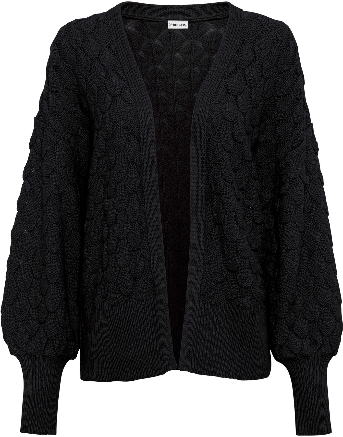 bonprix Veste en tricot ajouré »Ajour-Strickjacke« Oversize-Passform, Ajour-Muster, femininer Stil, aus Polyacryl