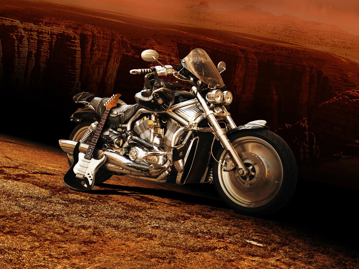 Image of Papermoon Fototapete »Motorrad Gitarre«, Vliestapete, hochwertiger Digitaldruck, inklusive Kleister bei Ackermann Versand Schweiz