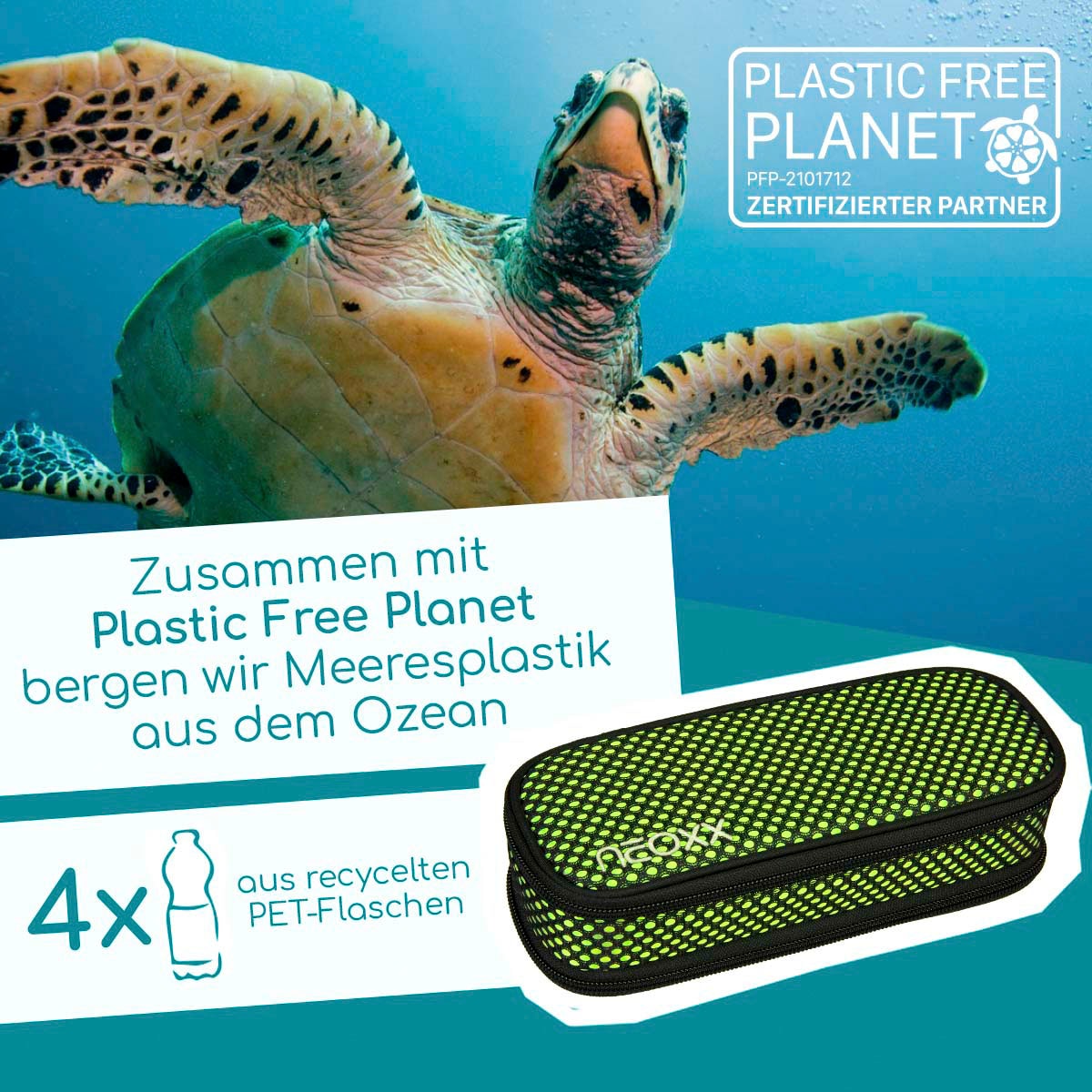 neoxx Schreibgeräteetui »Catch, All about versandkostenfrei Neon«, PET-Flaschen aus auf recycelten