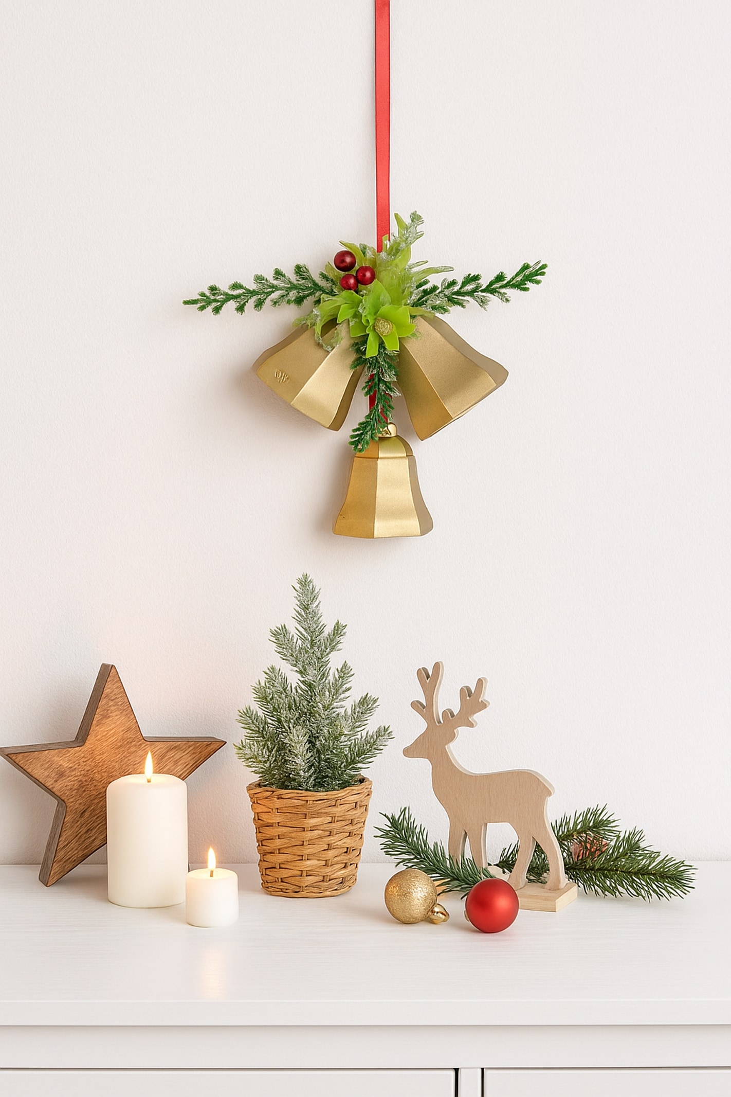 I.GE.A. Dekohänger »Glocken« zum Hängen, 2er Set, Weihnachtsdeko Kranzdeko